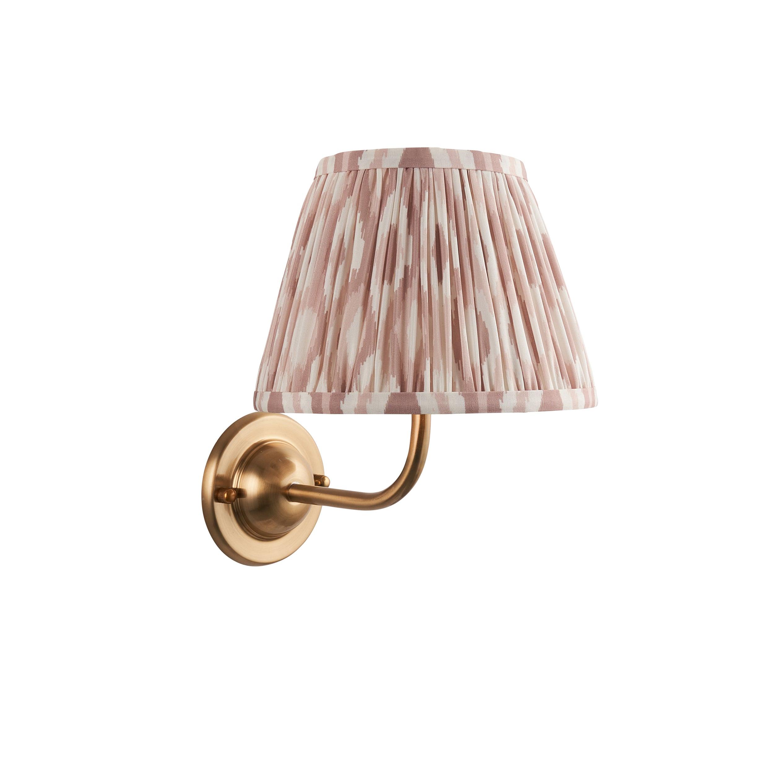 Brass Wall Light with Dome Arc Design & Ikat 20cm Neutral Shade - Perfect for Bedroom, Living Room, and Hallway Lighting Decor