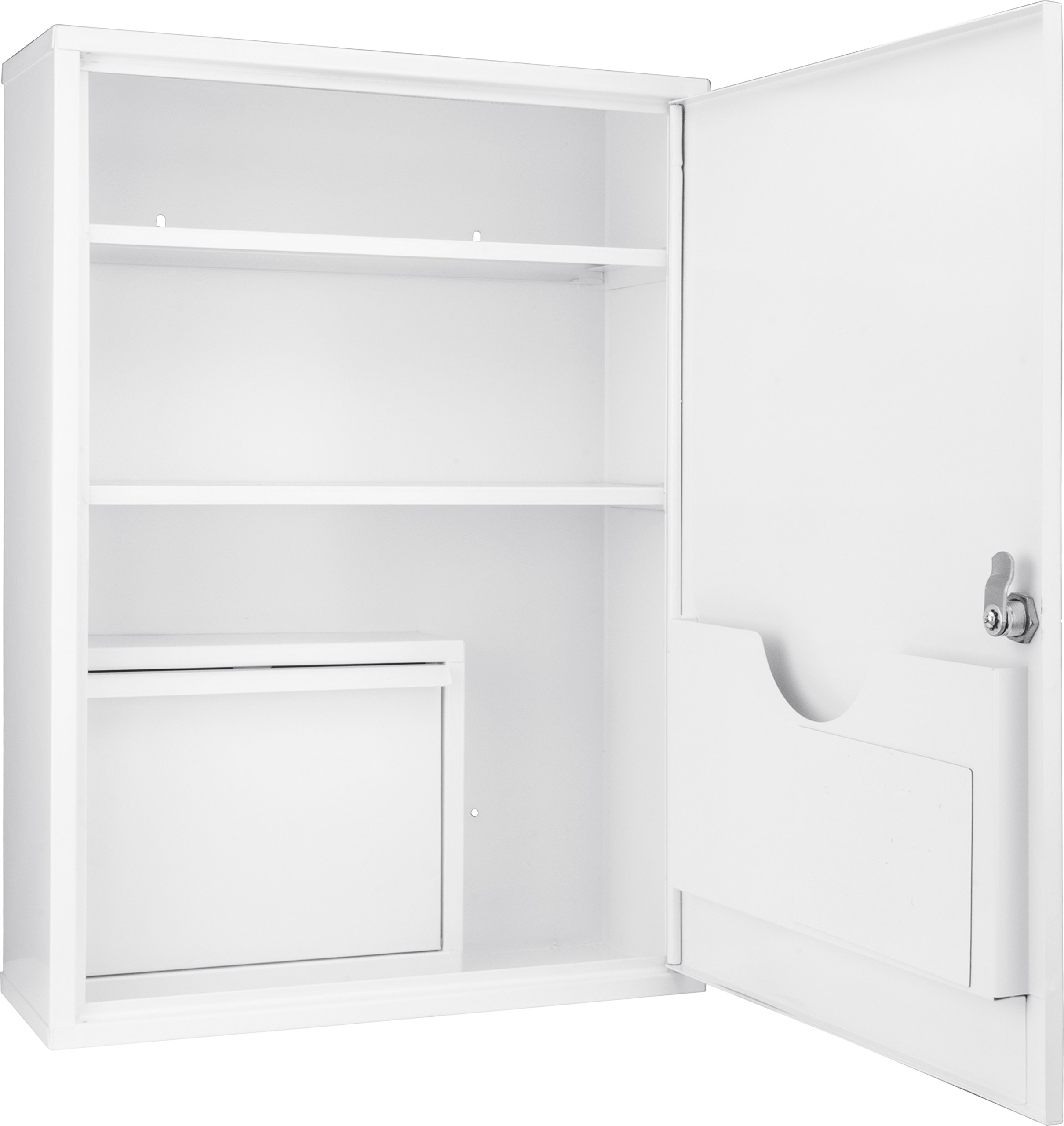 Large Wall Mount Steel Key Lock Medicine Cabinet - Secure Storage for Bathroom, Kitchen & Medical Supplies