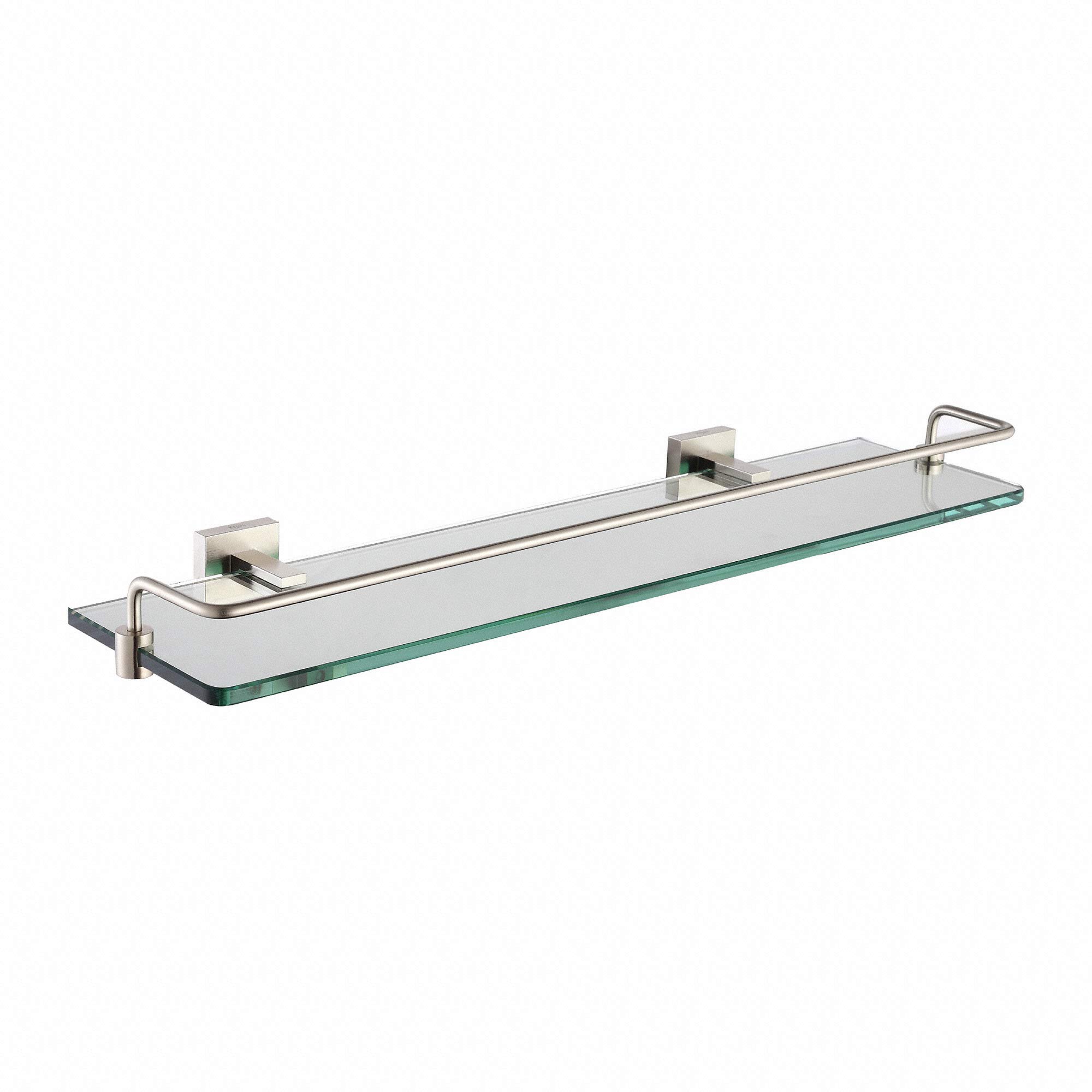 Aura Brushed Nickel Bathroom Shelf with Railing - Rust-Resistant Wall Mounted Storage for Shower, Bathroom & Spa Organization