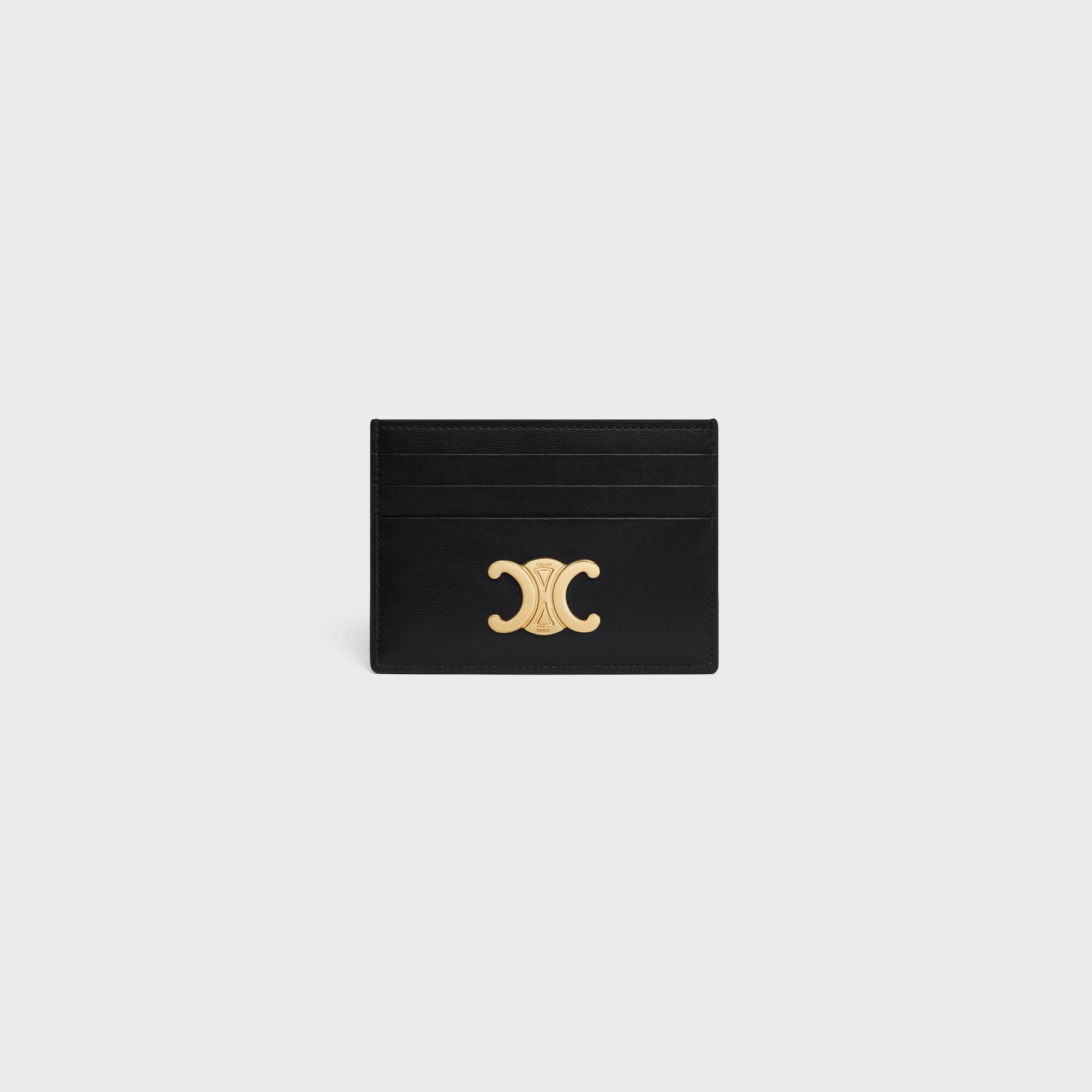 Celine Triomphe Card Holder in Shiny Calfskin - Gold | Luxury Slim Wallet for Credit Cards & Cash | Perfect for Everyday Use, Travel & Gifting