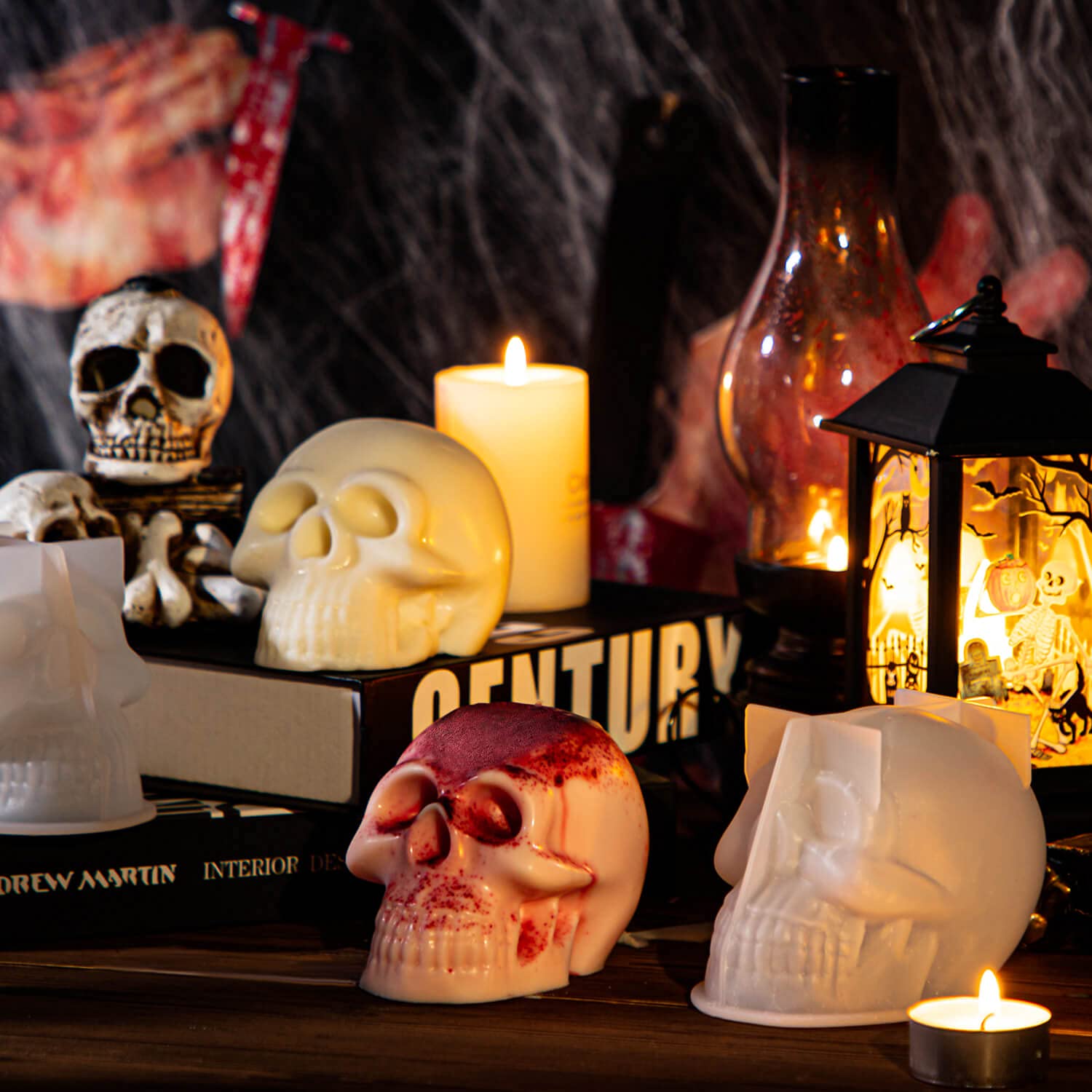 3D Skull Resin Molds - 2 Pack Silicone Skull Candle Molds for DIY Handmade Candles, Resin Art, Fondant Cake Decor, Aromatherapy, Chocolate, Soap & Candy Making - Perfect for Halloween Decor, Gothic Parties & Home Crafting Projects