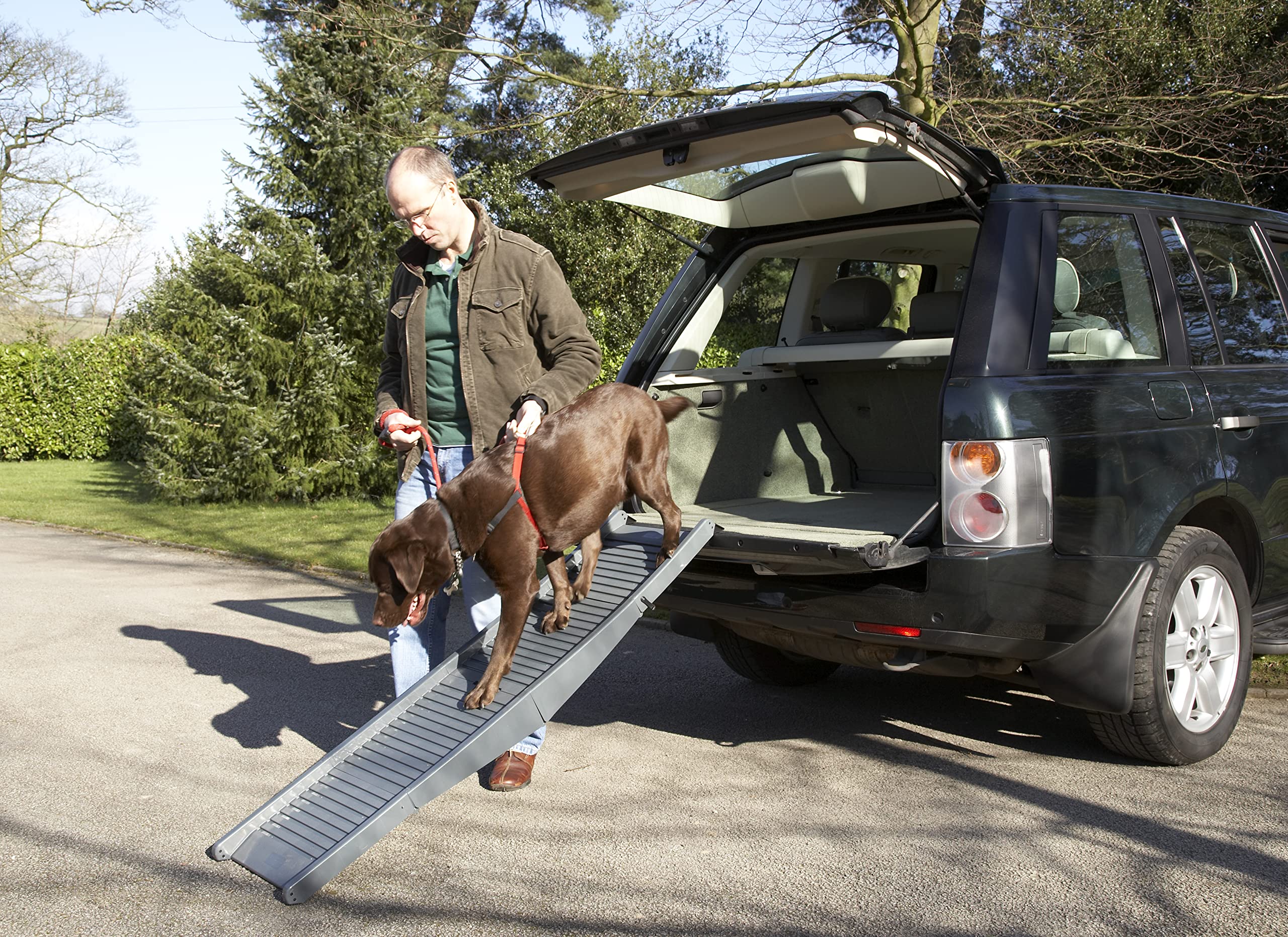 Premium Rosewood Folding Dog Ramp for Cars & SUVs - Lightweight Portable Pet Stairs for Small to Medium Dogs - Perfect for Travel, Vet Visits & Home Use