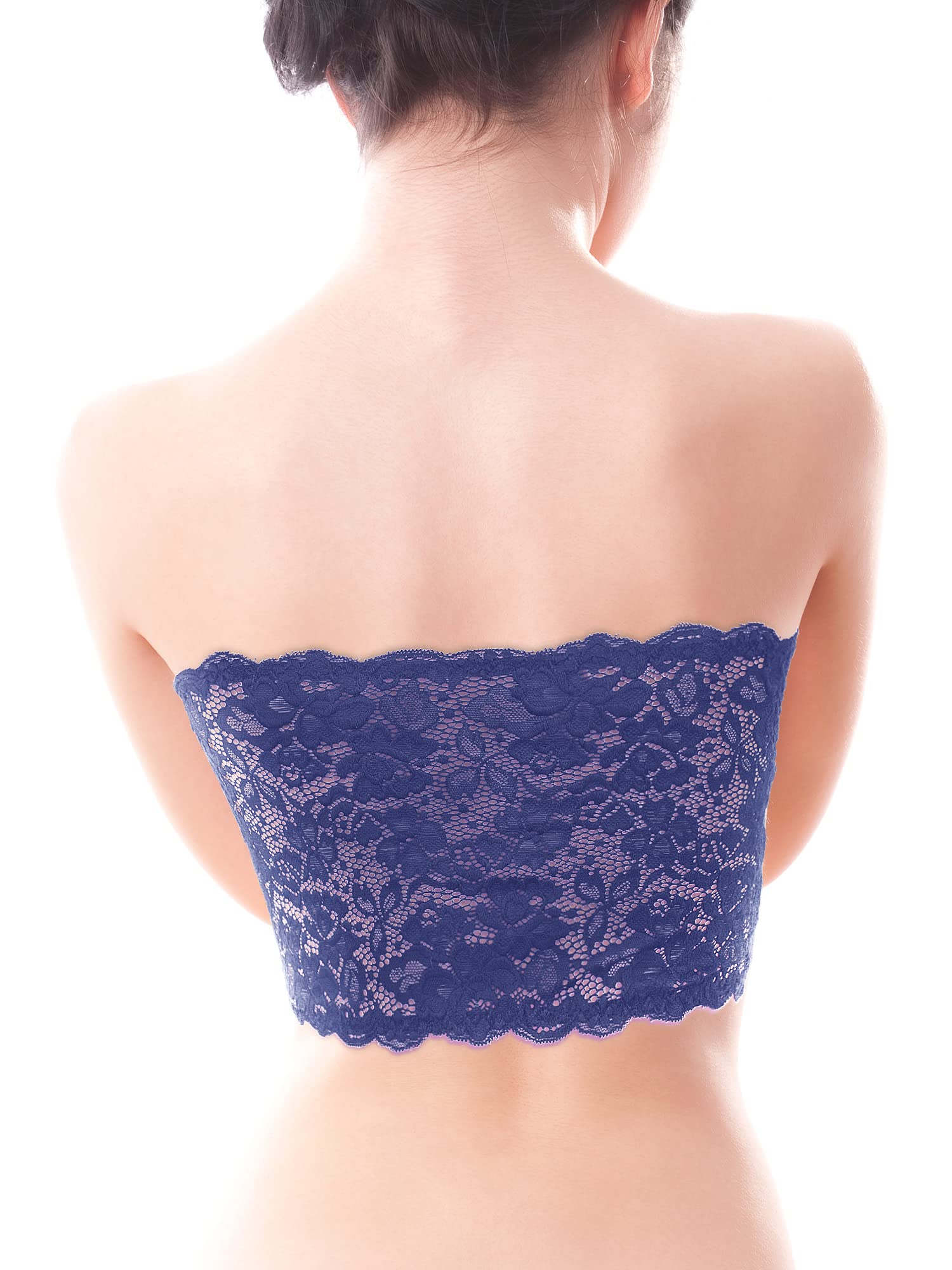 Boao 3-Piece Women's Floral Lace Tube Top Bandeau Bra Set - Seamless Stretchy Strapless Bralette for Summer, Beach, Wedding & Layering