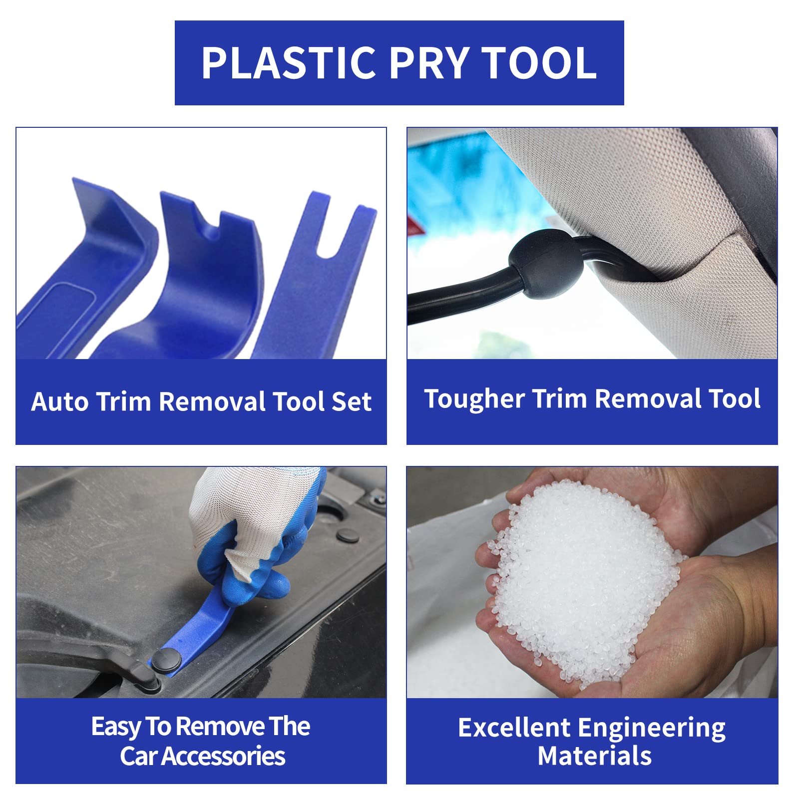 Wetado 16-Piece Auto Trim Removal Tool Kit – Plastic Pry Tools for Car Dashboards, Door Panels, Window Molding & Fastener Removal – Perfect for Car Audio Installation & Interior Repair