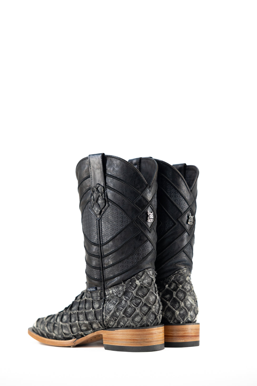 Prescott Pirarucu Exotic Leather Square Toe Cowboy Boots for Men - Western Riding, Country Dance & Outdoor Adventures