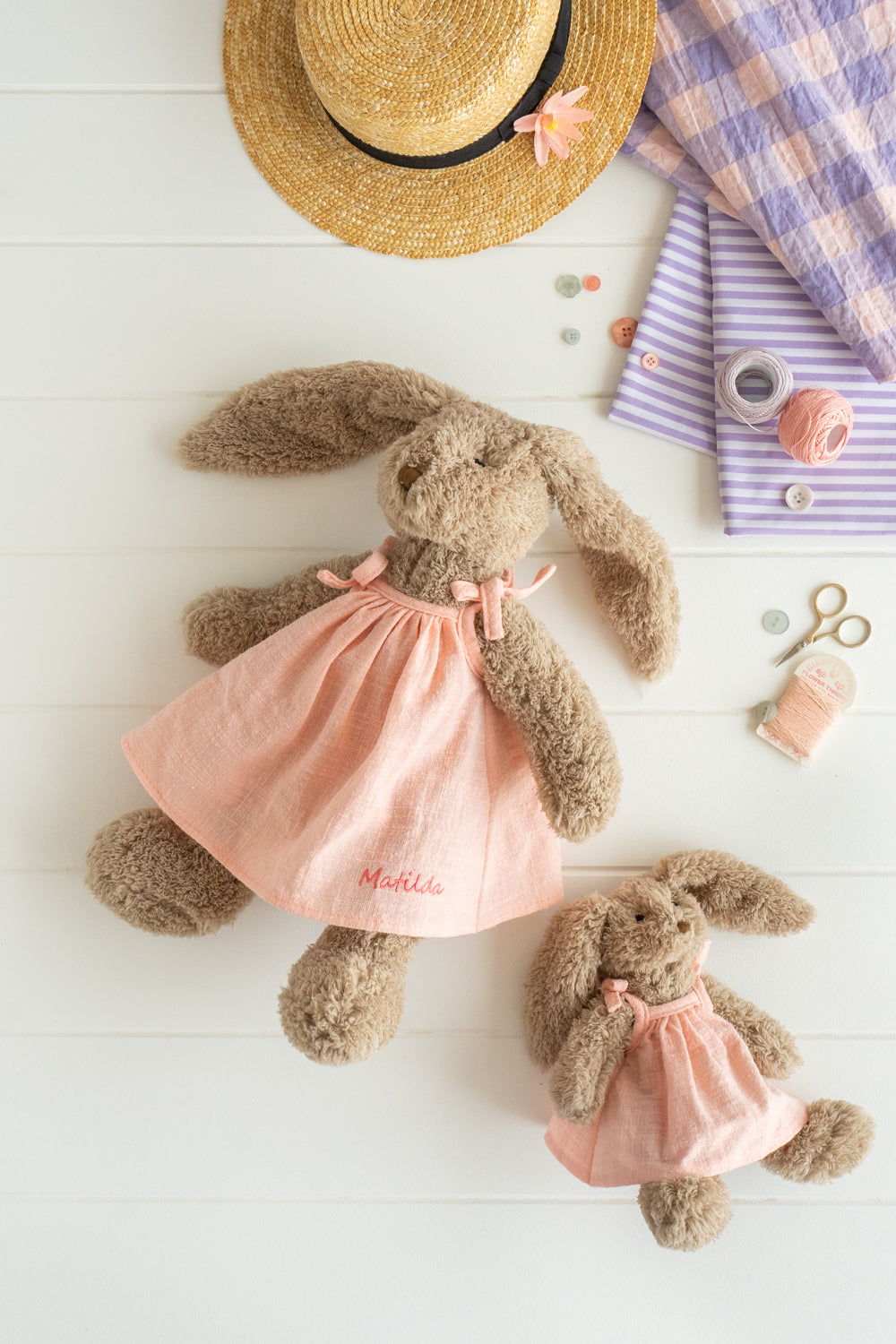 Personalized Mrs Honey Bunny Plush Toy - Soft Baby Pink Stuffed Animal for Easter Gifts, Baby Showers & Nursery Decor