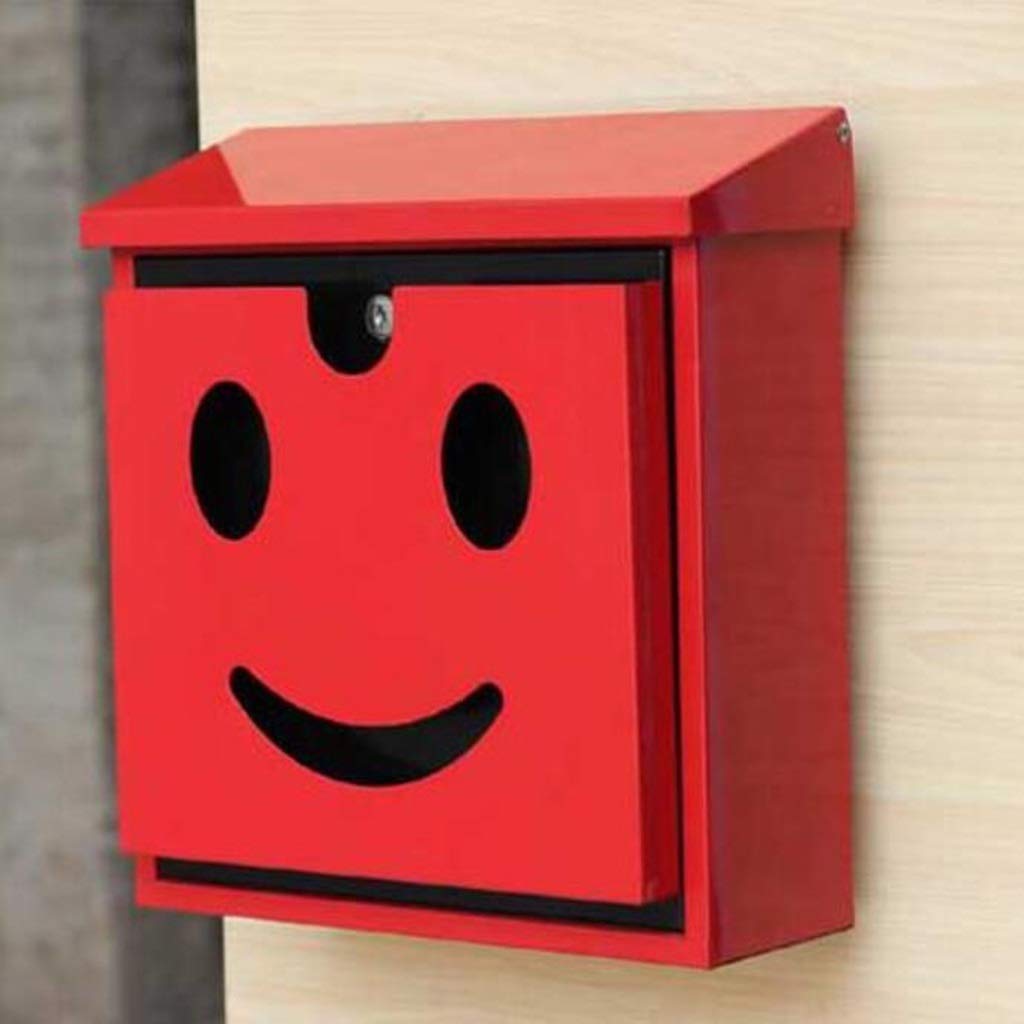 Lockable Wall Mounted Mailbox with 3D Cartoon Smile Face - Large Capacity Outdoor Mailbox for Home, Apartment & Office Use