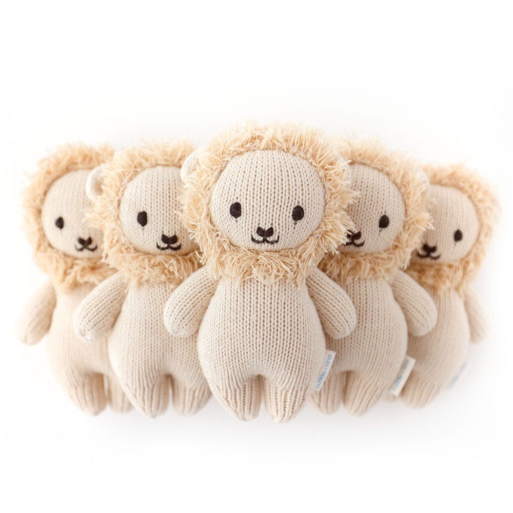 Cuddle+Kind Organic Cotton Hand-Knit Baby Lion Plush Toy - Soft & Safe Stuffed Animal for Newborns, Toddlers & Kids | Perfect for Nursery Decor, Baby Shower Gifts & Cuddling