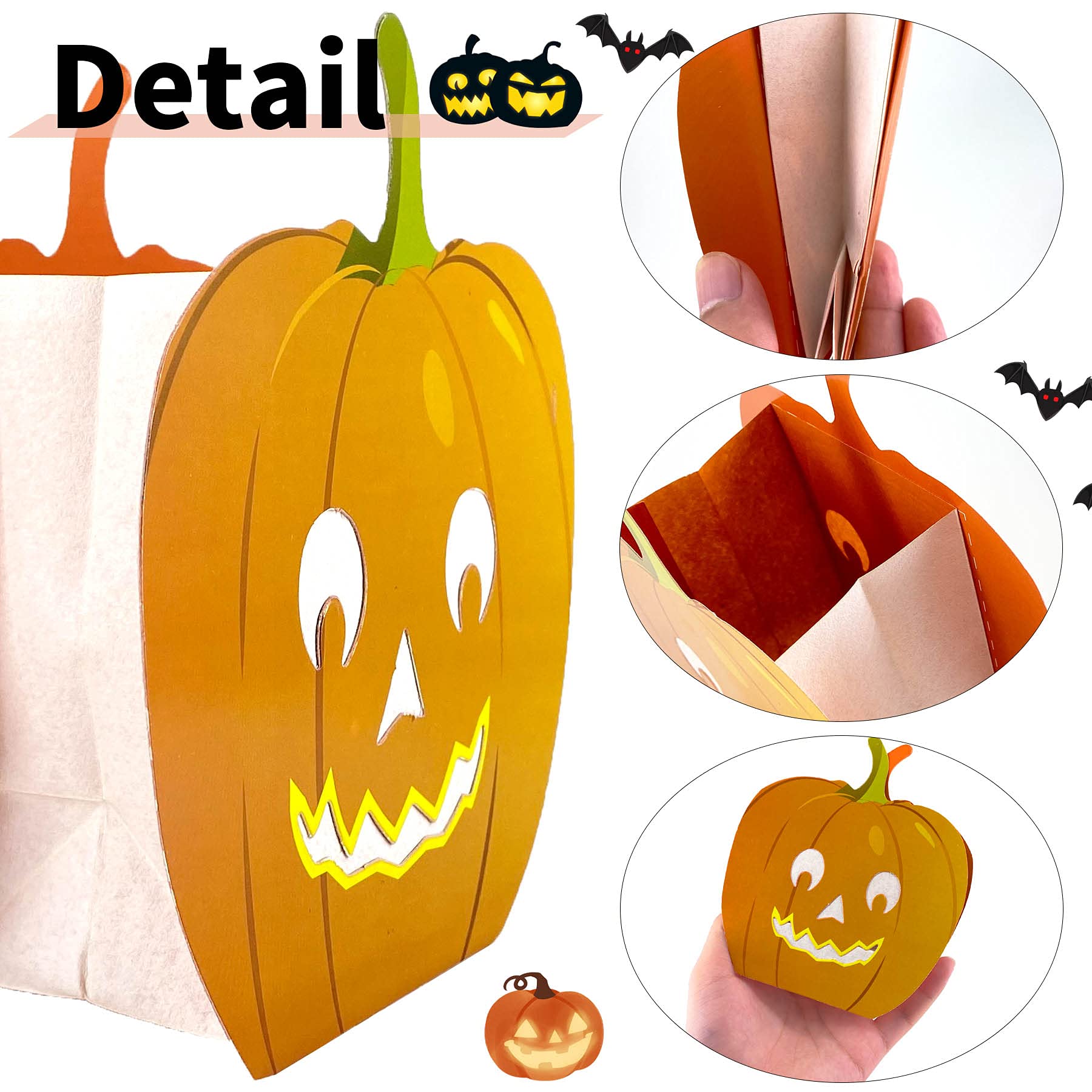 Zariocy 15-Piece Halloween Pumpkin Luminary Bags - Flame Resistant Paper Lanterns with Pumpkin Patterns for Party Decor | Perfect for Halloween Night, Porch Lighting & Spooky Atmosphere