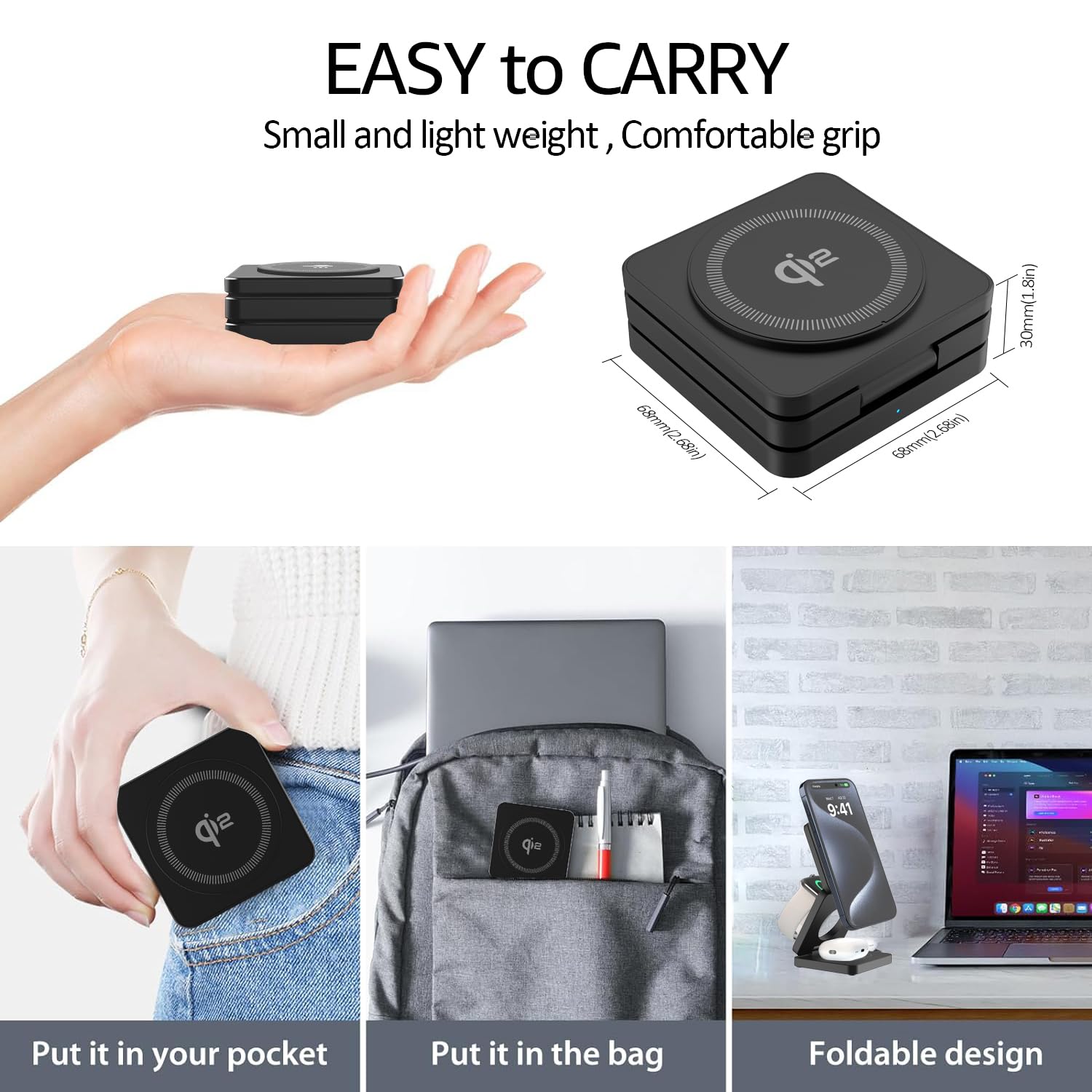 25W 3in1 Magsafe Charging Station for iPhone - Fast Wireless Charger for iPhone, iWatch & AirPods - Home & Office Use