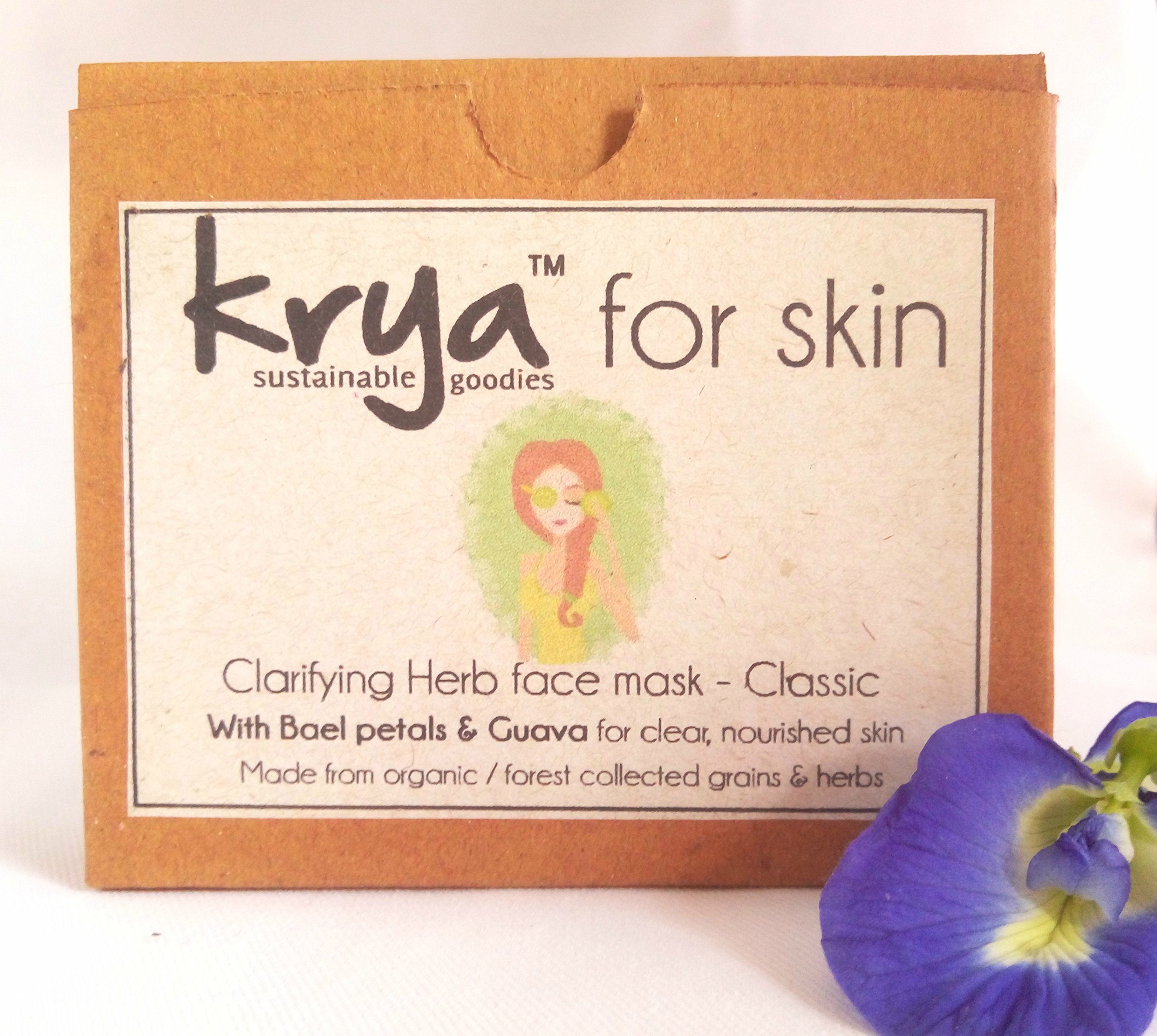 Krya Classic Herbal Facial Mask for Oily Skin - 100% Ayurvedic Face Lepa to Unclog Pores & Balance Oil | Acne Treatment, Deep Cleansing, Spa Day & Self-Care Routine