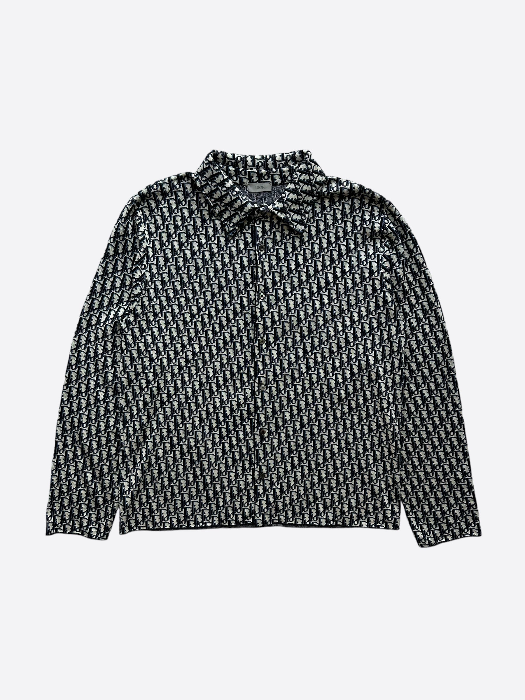 Dior Beige Oblique Button Up Shirt for Men - Classic Luxury Cotton Dress Shirt for Business & Formal Occasions