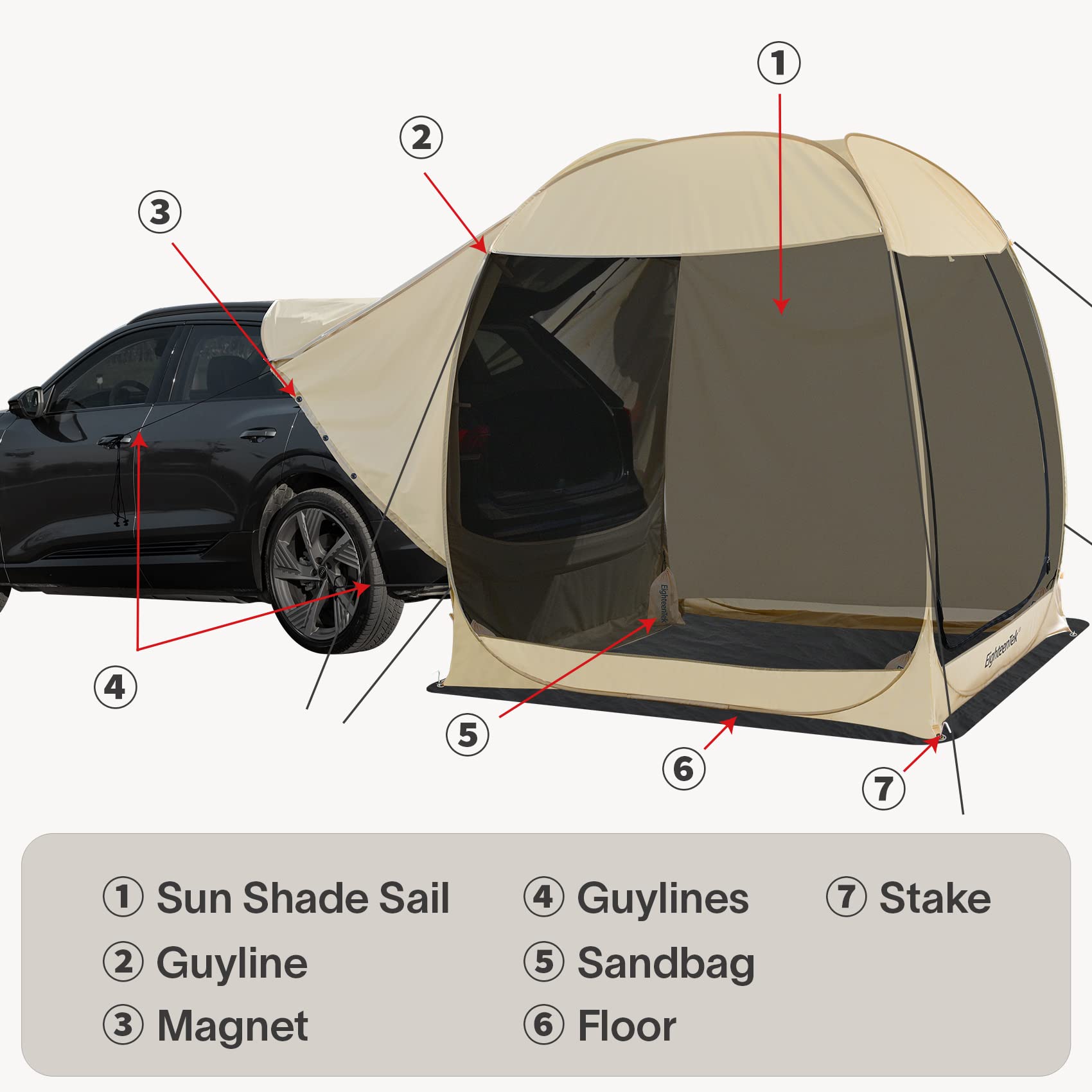 EighteenTek Waterproof Camping Tent - Lightweight & Durable for Outdoor Adventures, Hiking, Backpacking & Family Camping Trips