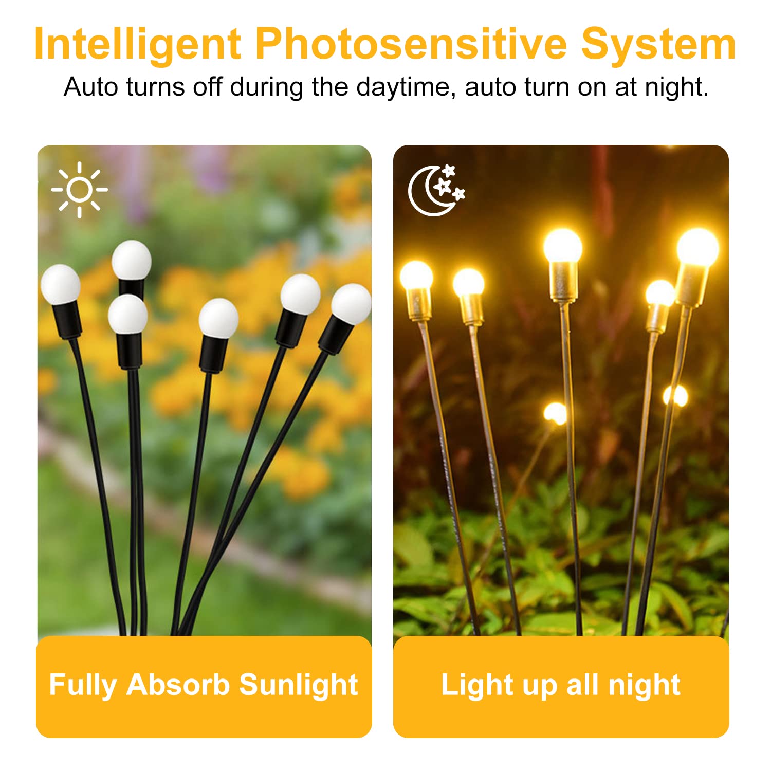 40 LED Solar Firefly Lights & 10 LED Starburst Swaying Lights - Waterproof Solar Garden Lights for Yard, Patio, Pathway, Lawn (4 Pack) | Outdoor Solar Decor for Landscape, Backyard, Wedding & Party Lighting
