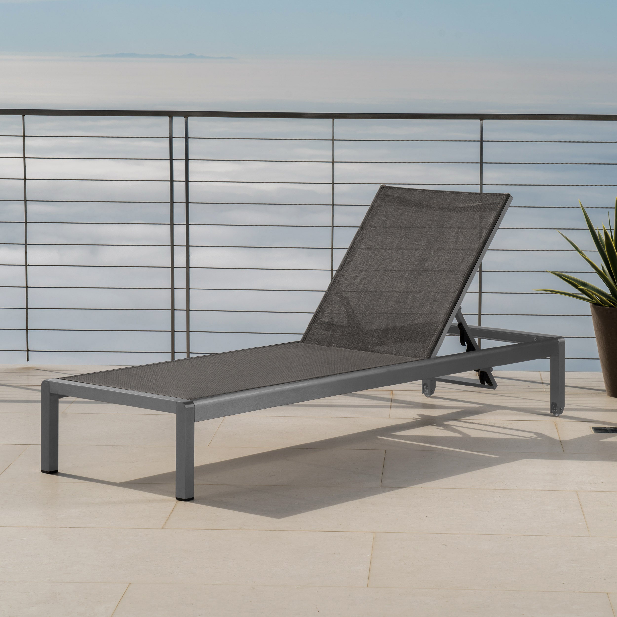 Cape Coral KD Chaise Lounge Grey - Modern Outdoor Patio Furniture for Poolside, Garden, and Backyard Relaxation