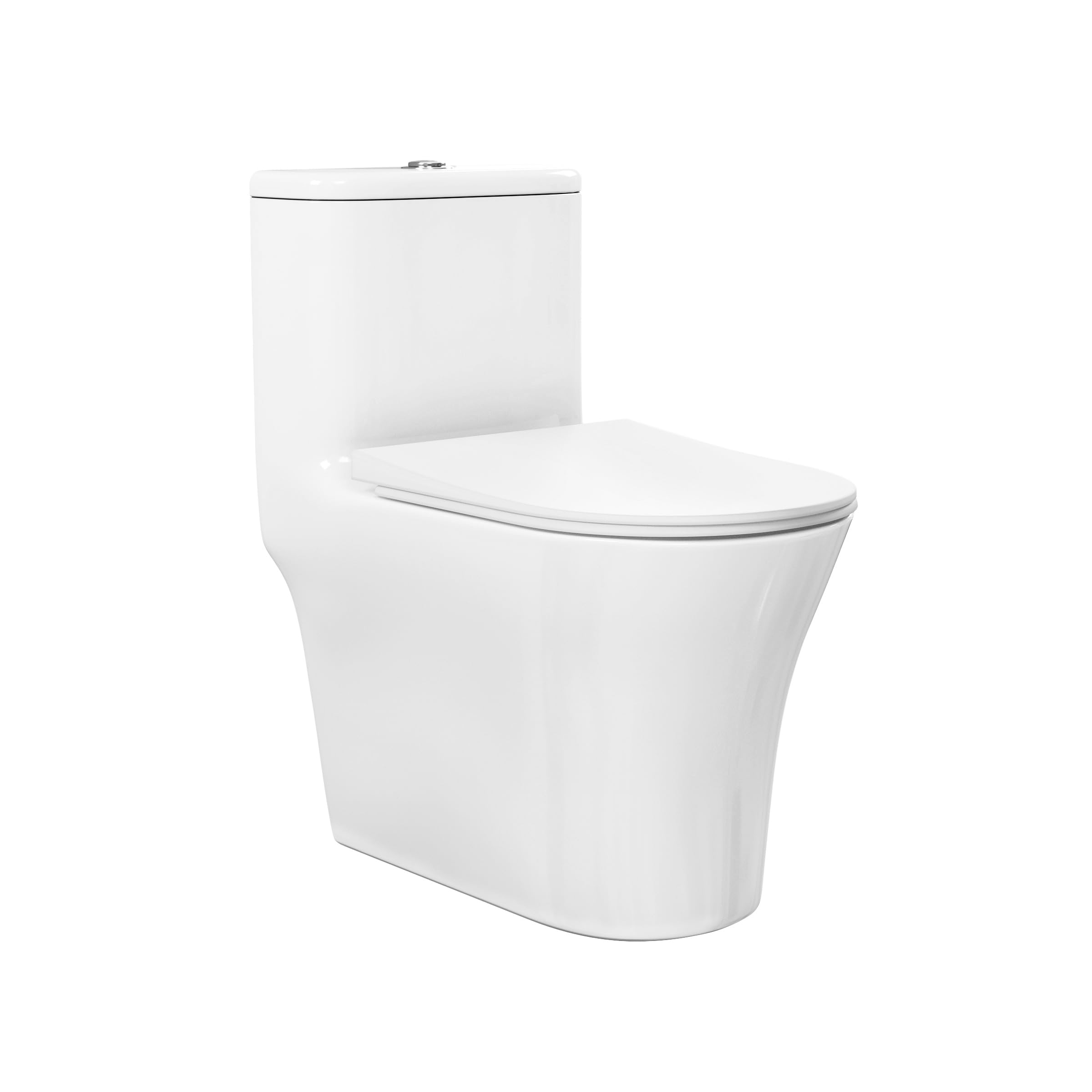 Swiss Madison Cascade One Piece Toilet - Modern ADA Compliant Elongated Dual Flush 1.1/1.6 GPF Bathroom Toilet in Glossy White | Perfect for Small Bathrooms, Master Suites & Commercial Spaces