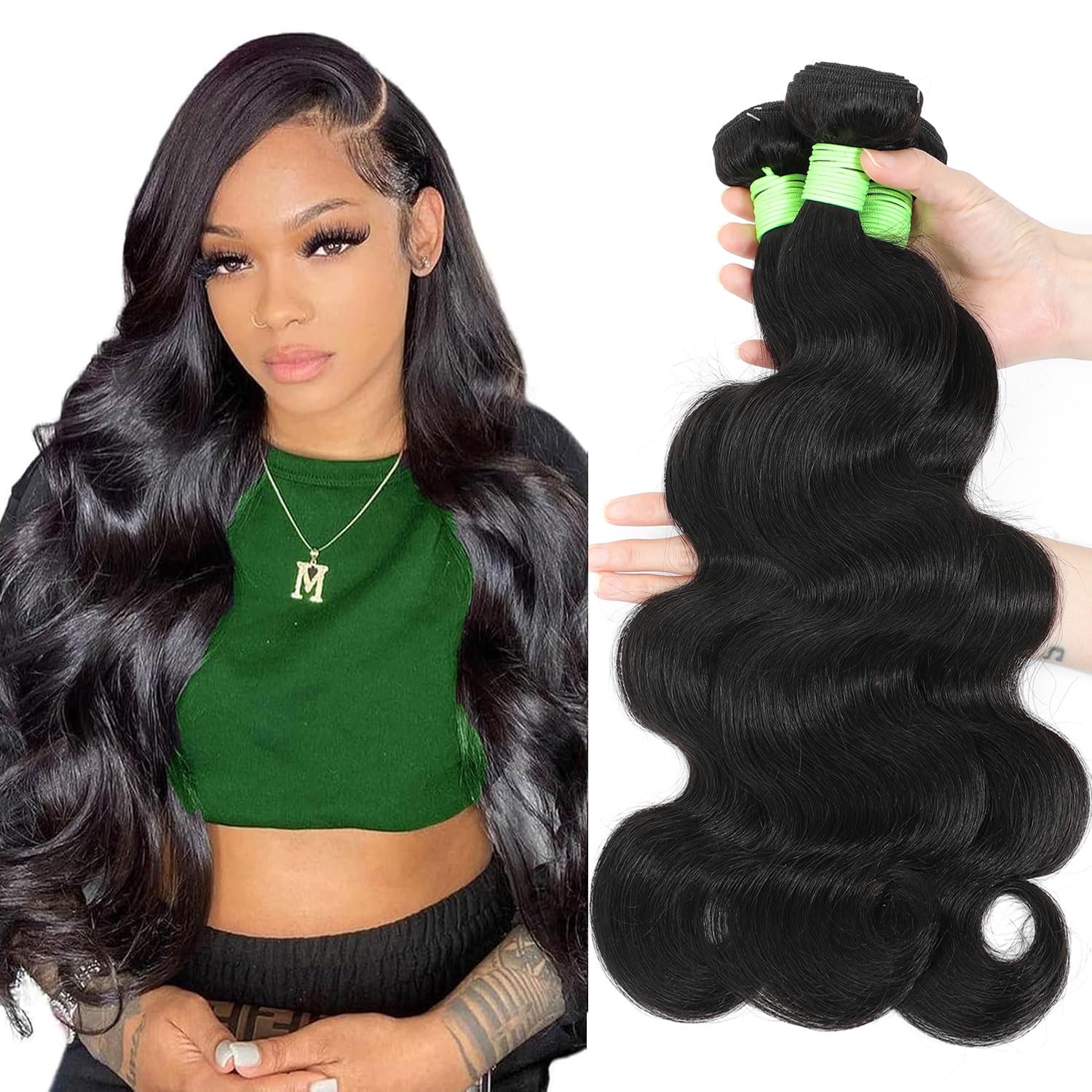 100% Unprocessed Brazilian Virgin Human Hair Bundles - Body Wave 16/18/20 Inch 12A Grade (3 Bundles) | Real Human Hair Extensions for Black Women | Natural Black | Perfect for Daily Styling, Special Occasions & Protective Hairstyles