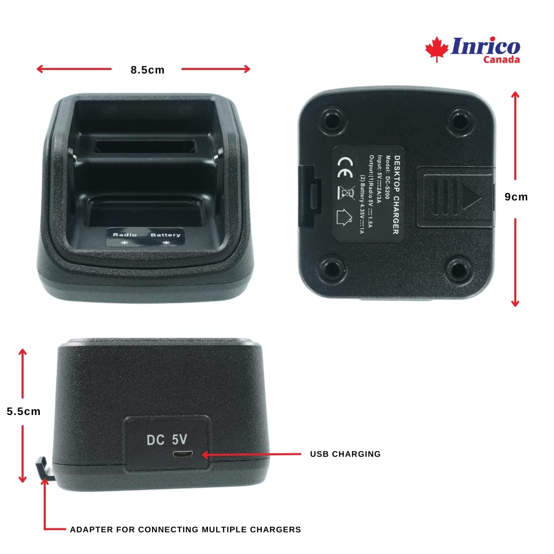 Inrico Dock Charger S200 - 6-Port Desktop Charging Station for S200 Portable PoC Radio | Fast Charging Solution for Public Safety & Emergency Communication Devices | Perfect for Police, Firefighters & Security Teams