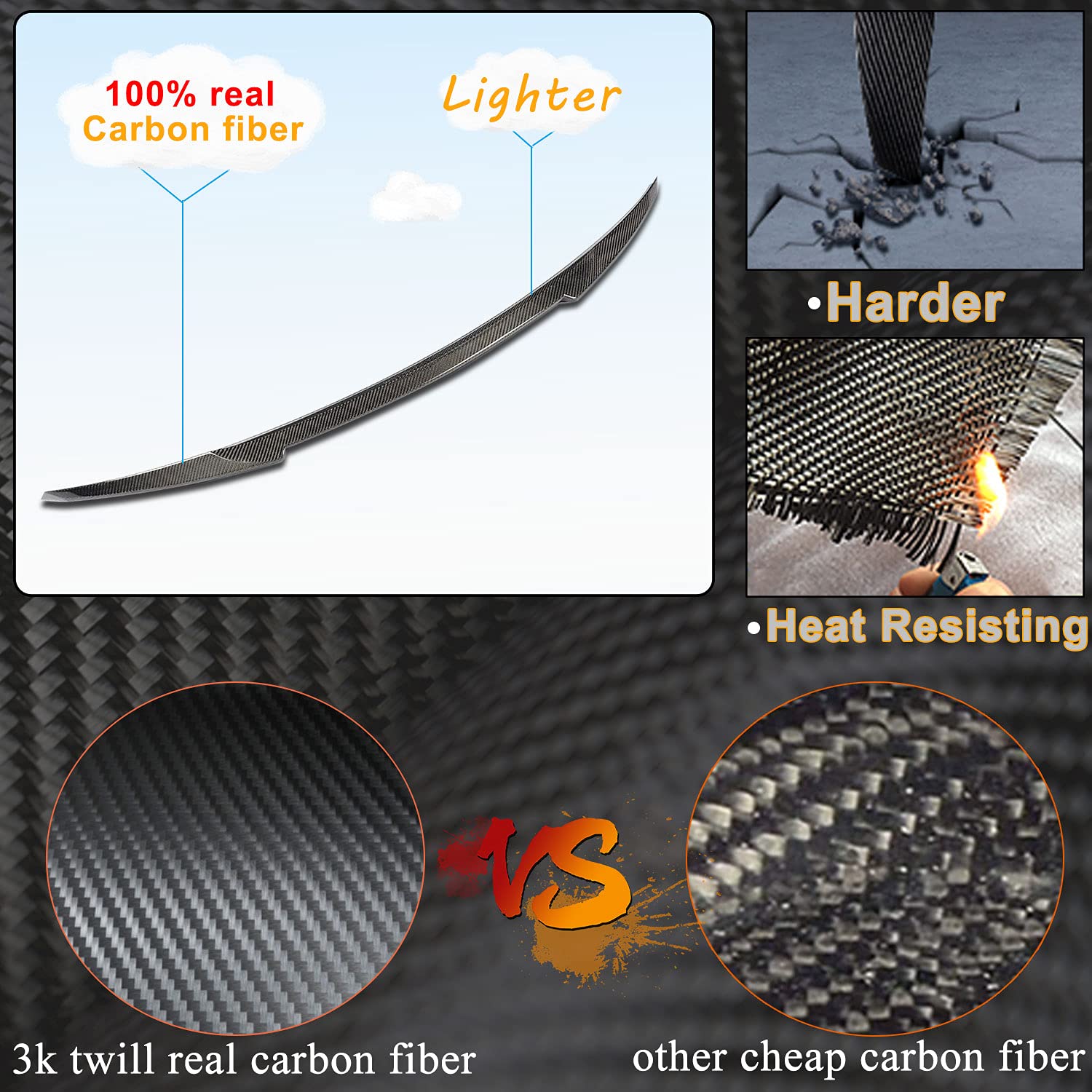 Carbon Fiber Trunk Spoiler for Mercedes Benz C Class W205 (2015-2021) - C180/C200/C250/C300/C400/C43/C63 AMG Sedan - High Kick Rear Boot Lip Wing - Factory Direct - Enhance Style & Aerodynamics for Street & Track Performance