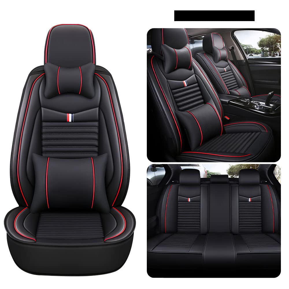 Premium Leather Car Seat Cover for Nissan Versa Note 2014-2019 | Universal Anti-Slip Design Fits Most Sedans, SUVs & Trucks | All Black Luxury Protection for Driving Comfort & Style