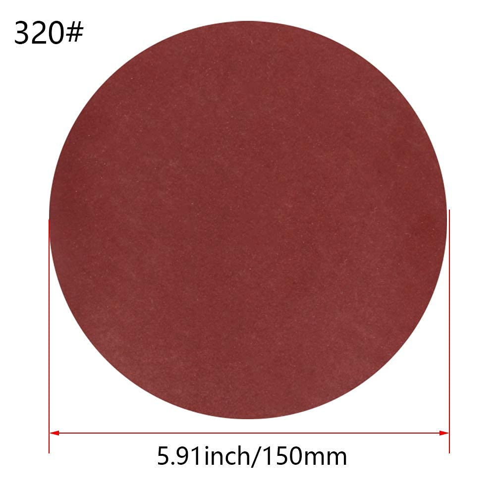 10PCS 320 Grit Hook and Loop Sanding Discs - 6-Inch No-Hole Aluminum Oxide Sandpaper for Angle Grinder, Woodworking & Metal Polishing - Perfect for DIY Projects, Furniture Refinishing & Automotive Sanding