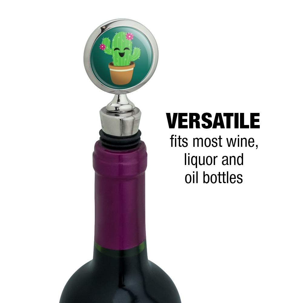 Adorable Cactus in Pot with Pink Flowers - Decorative Wine Bottle Stopper for Kitchen, Bar & Home Decor | Perfect for Gifts, Parties & Wine Lovers