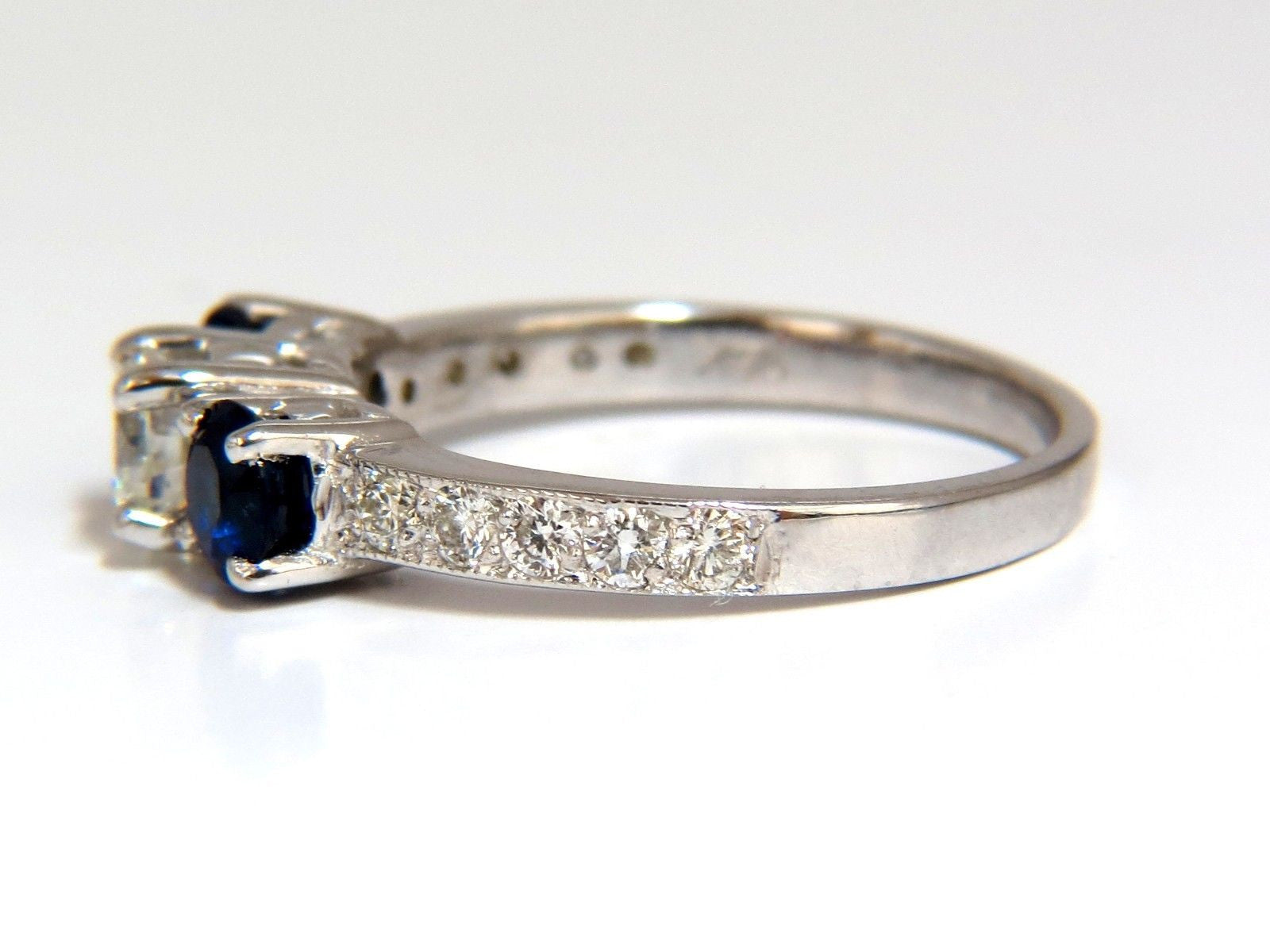 1.85ct Natural Blue Sapphire & Diamond Ring in 14K Gold - Classic Three Bead Setting for Engagement, Wedding & Anniversary Gifts