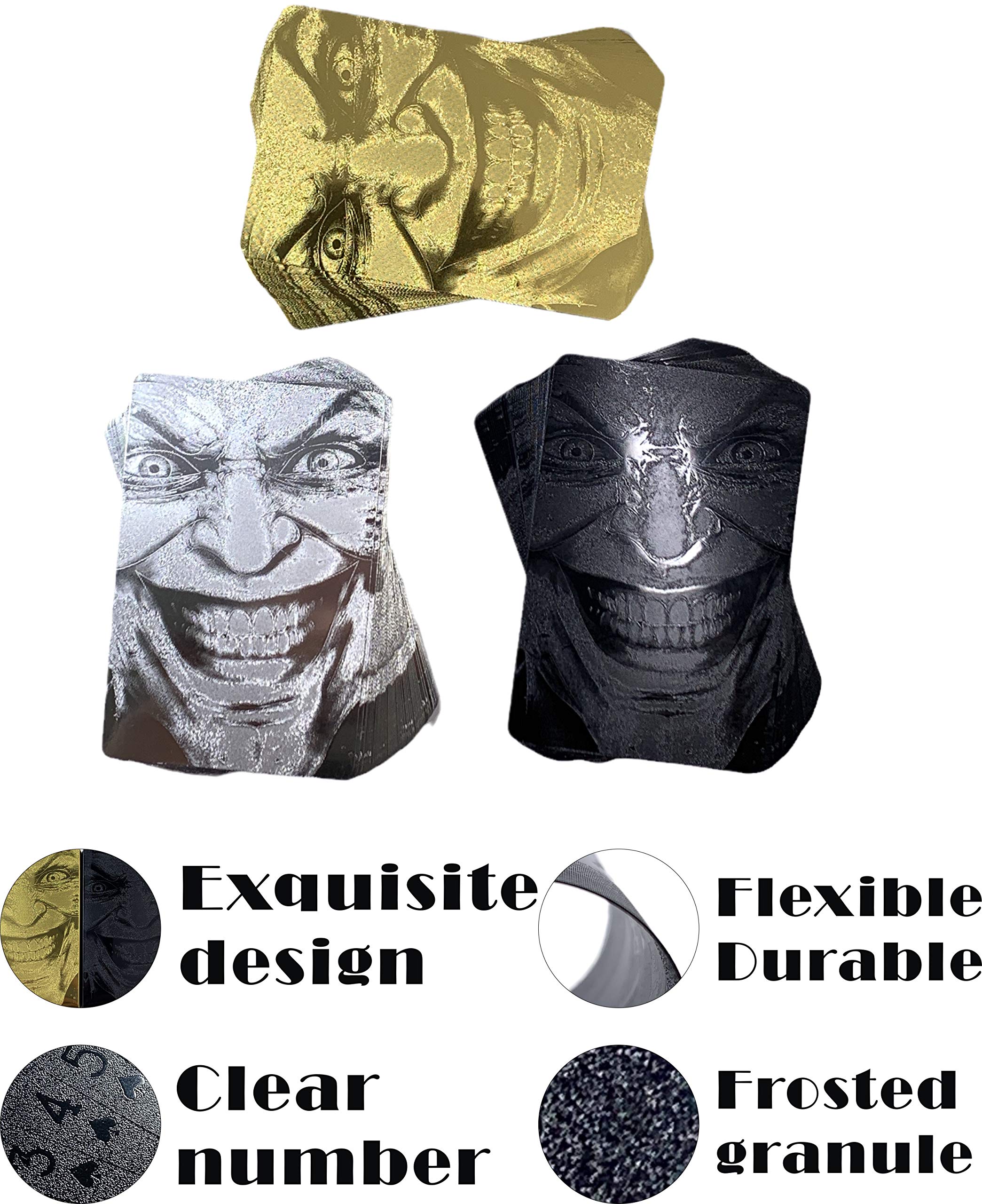 Black Playing Cards Deck - 2 Pack Premium PET Plastic Poker Cards with Evil Smile Clown Design | Waterproof, Unique Themed Magic & Party Game Cards for Poker Nights, Card Tricks, and Casino-Themed Events