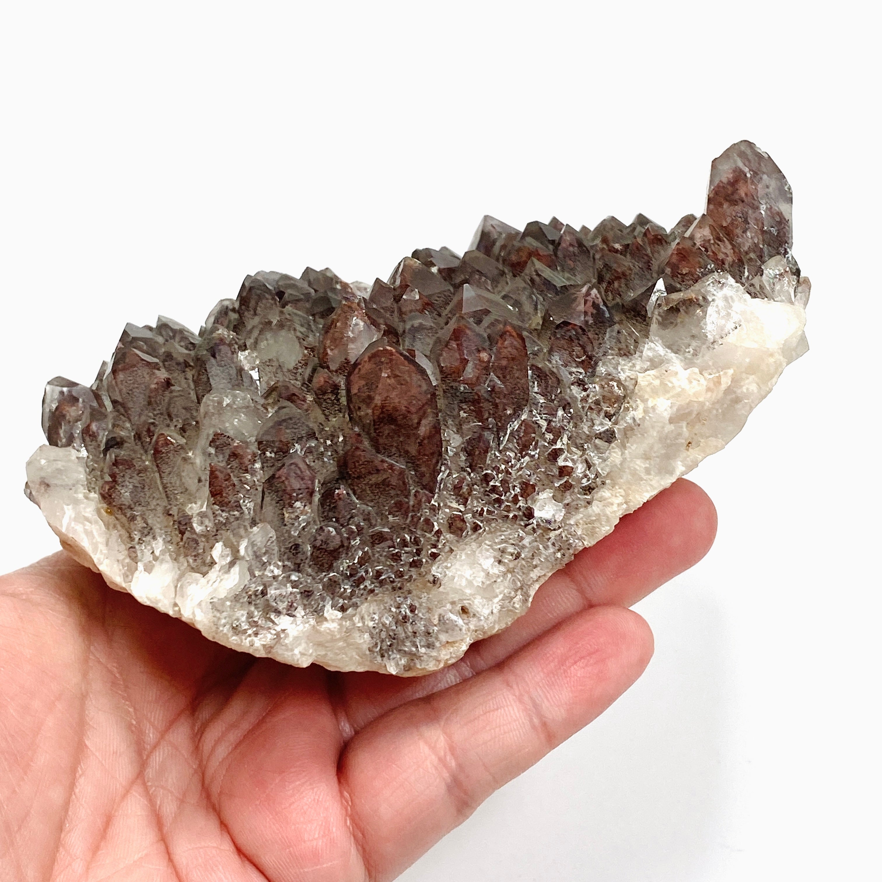 Natural Red Hematite Phantom Quartz Cluster - Healing Crystal from Zambia (CR3720) for Meditation, Energy Work & Home Decor
