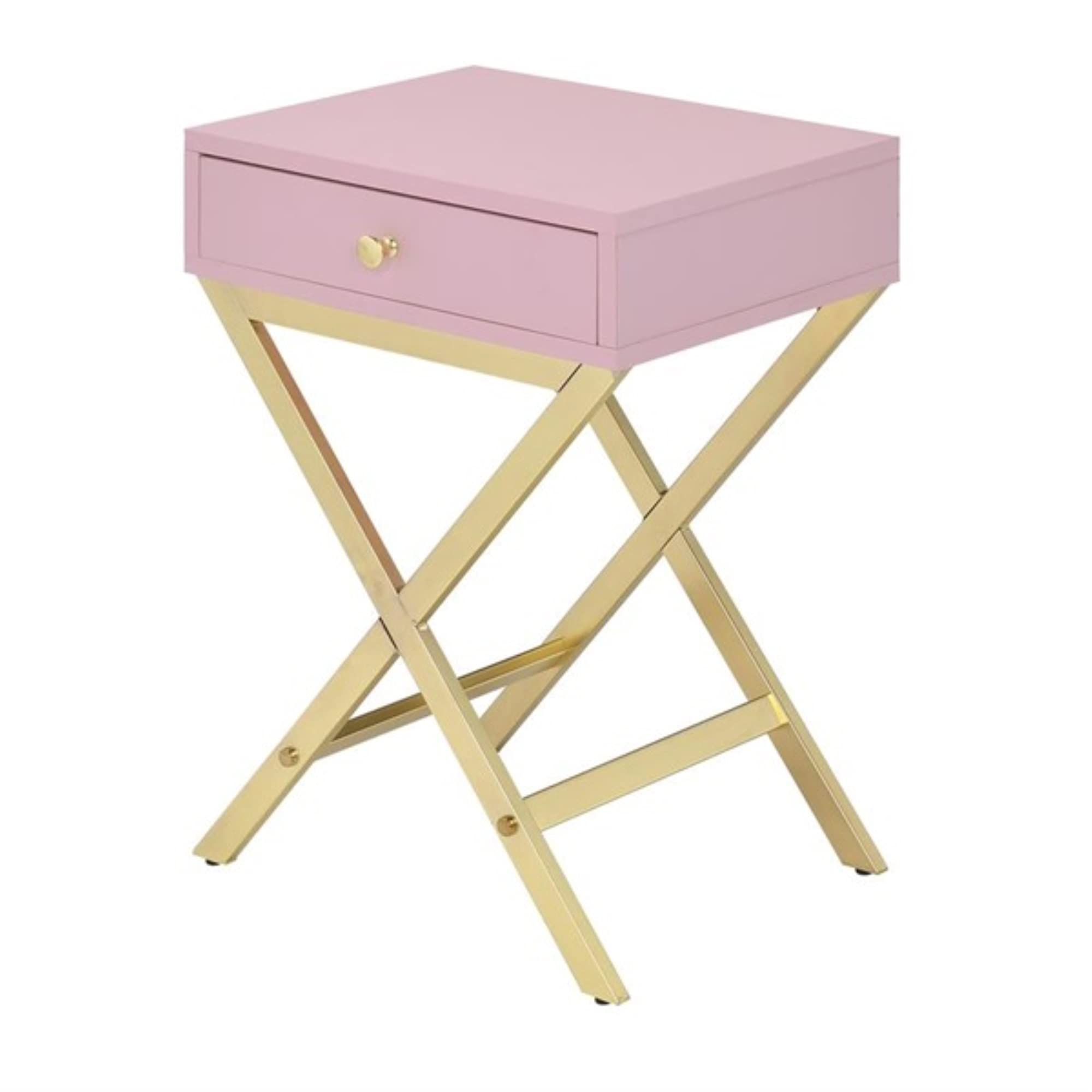 Pink & Gold Accent Table - Modern Side Table for Living Room, Bedroom, or Office - Stylish Home Decor & Functional Furniture