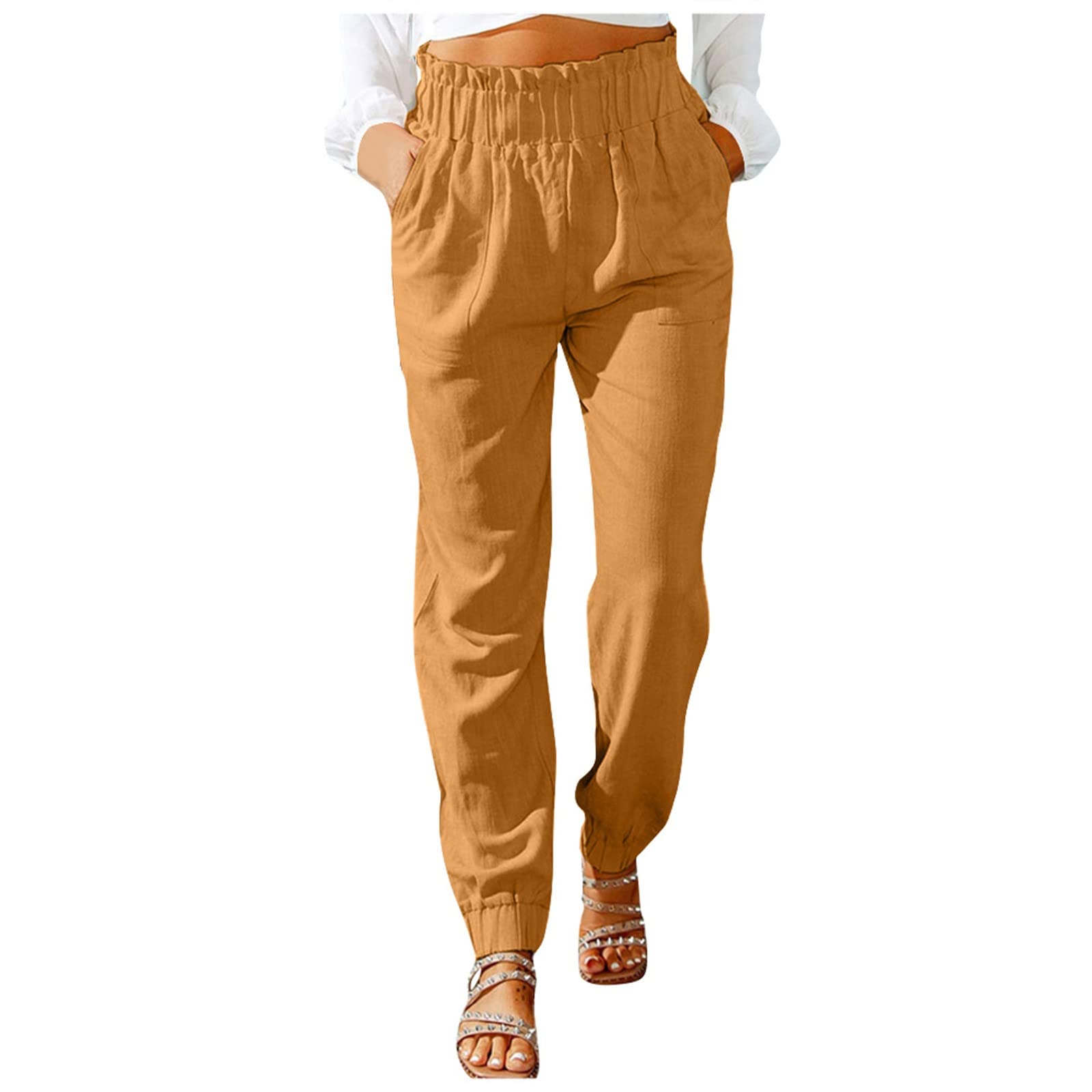 SULEUX Women's PU Leather Pants - Navy Blue Casual Dress Pants with Linen Feel | Stretch Training Trousers for Work & Gym (Sizes 3T-4T) | Perfect for Office Wear, Yoga & Everyday Fashion