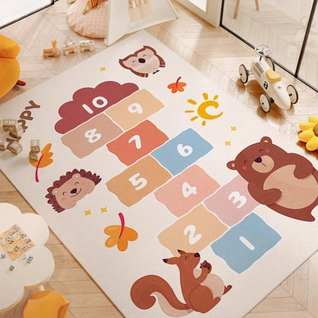 Premium Velvet Spillproof Nursery Rug for Kids - Soft & Durable Play Mat for Baby Crawling, Toddler Playroom & Daycare Flooring - Phyllis Wonderland Collection