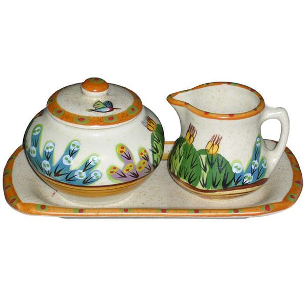 Southwestern Desert Sugar and Creamer Set - Tan Ceramic Coffee Accessories for Sonoran Desert Style | Perfect for Coffee Bars, Kitchens, and Southwestern Home Decor
