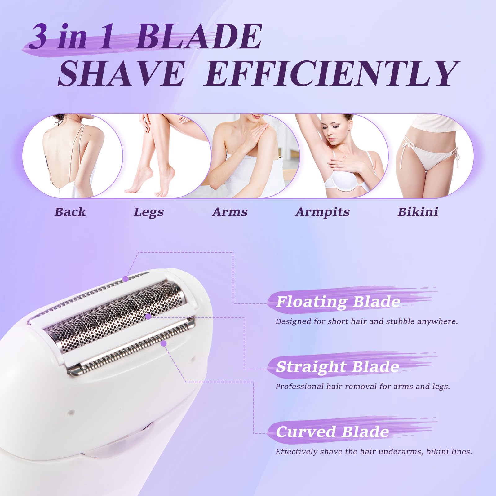 YHC Women's Electric Razor - Cordless Waterproof Bikini & Body Shaver for Legs, Underarms, Smooth Skin, USB Rechargeable with Travel Lock - Perfect for Travel, Gym & Quick Hair Removal at Home
