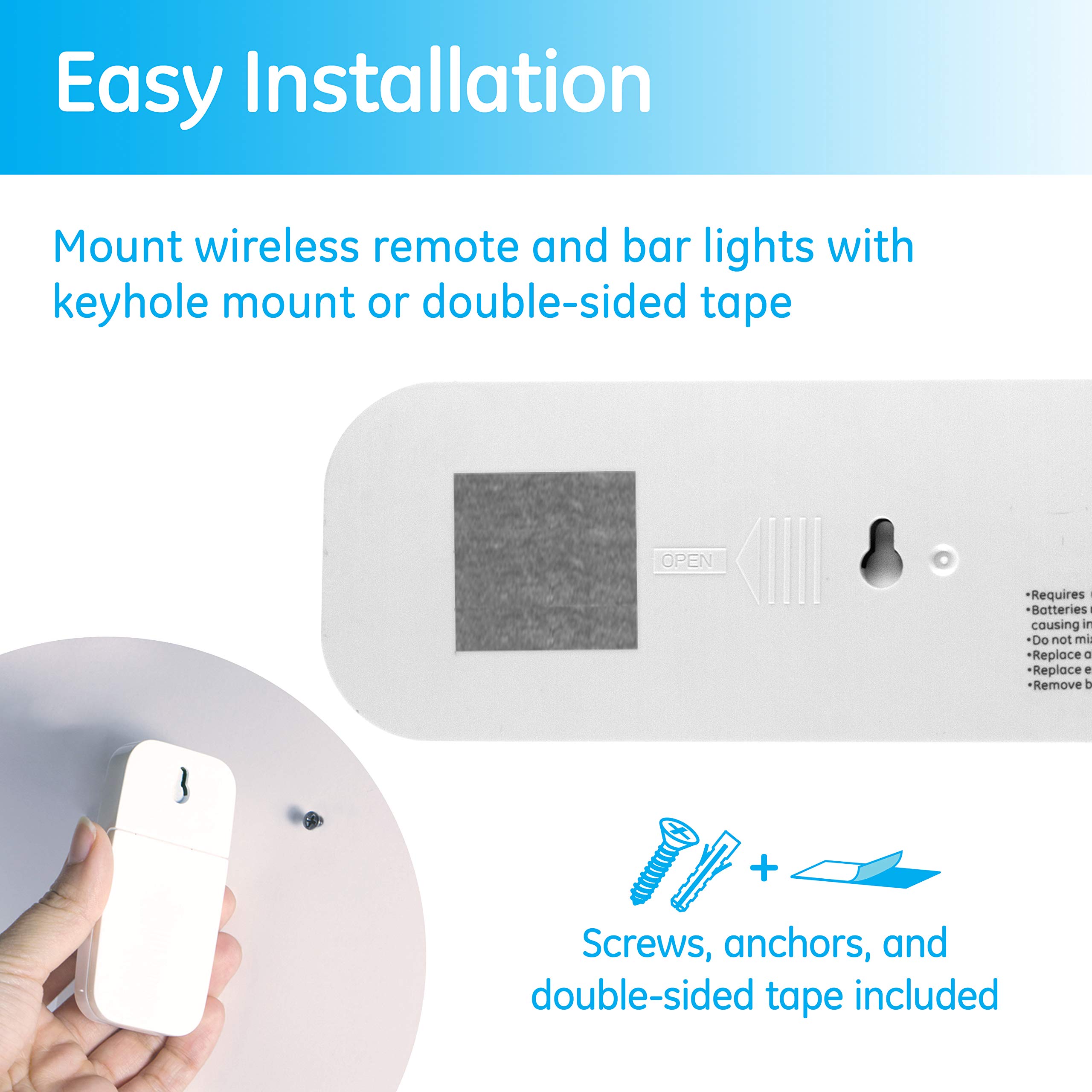 GE Under Cabinet LED Light - 10 Inch Wireless Battery Operated Tap Light with Remote Control (100 Lumens) - Perfect for Kitchen, Closet, Pantry, Stairs & Night Light Use