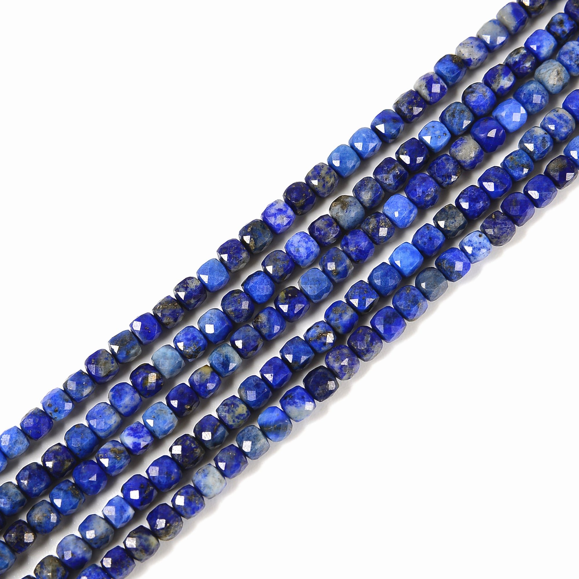 4mm Lapis Lazuli Faceted Square Cube Dice Beads - 15.5 Inch Strand for Jewelry Making, DIY Crafts & Healing Crystal Projects