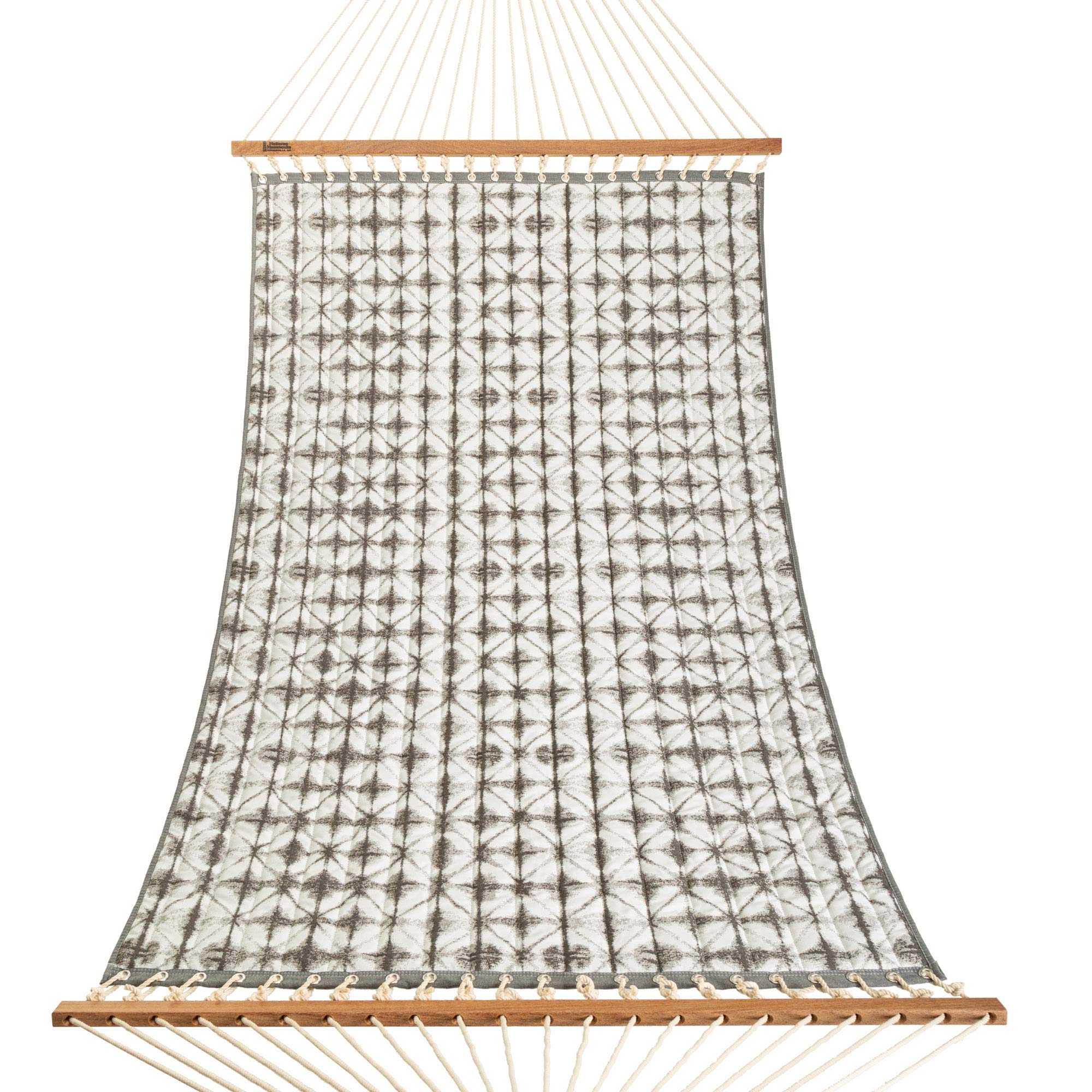 Premium Handcrafted Hatteras Hammock - Large 13ft x 55in Midori Stone Sunbrella Quilted Hammock with Extension Chains & Tree Hooks - 450 LB Capacity for 2 People - Perfect for Backyard, Patio, Camping & Beach Relaxation - Made in USA