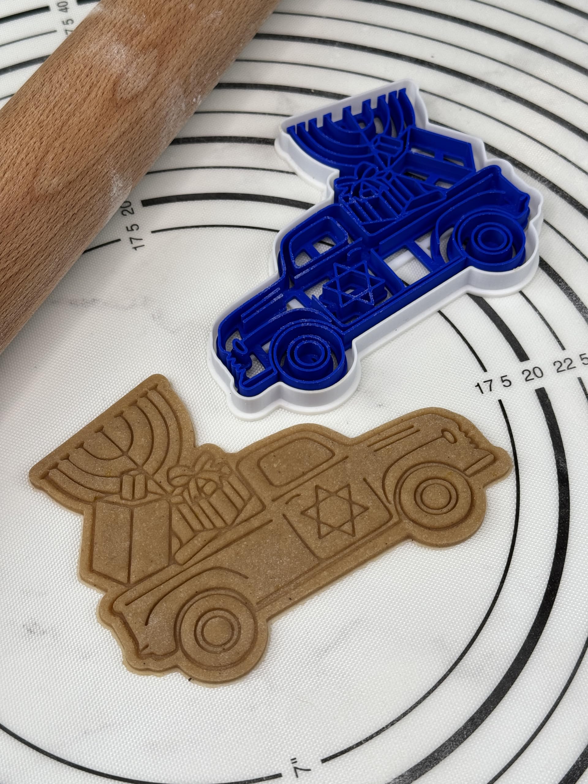 3D Printed Hanukkah Truck Cookie Cutter & Mold Set - Holiday Baking Decorations for Hanukkah Cookies, Gingerbread, and Festive Treats