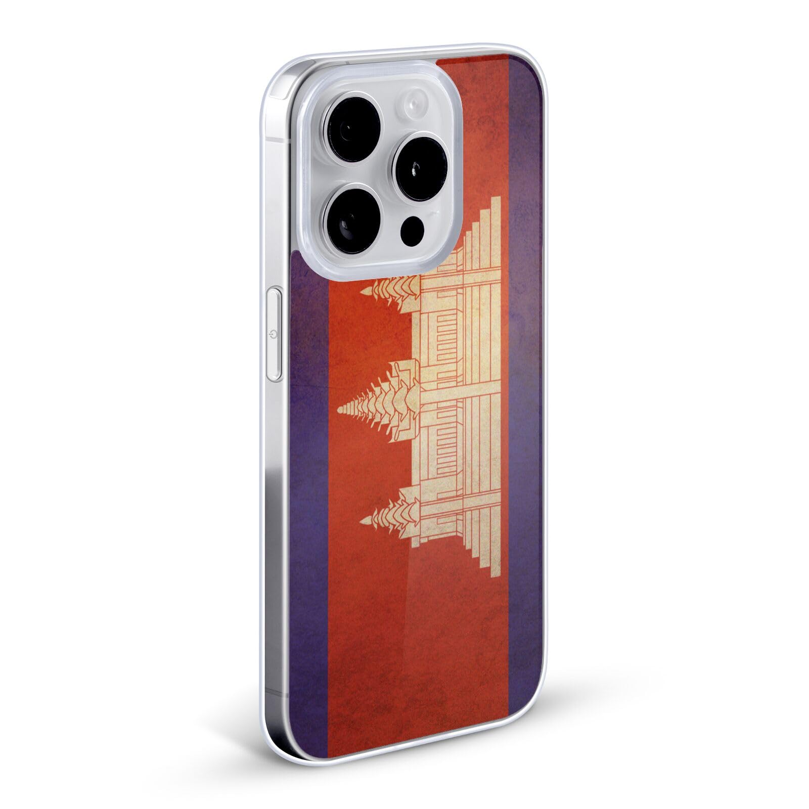 Vintage Cambodia Cambodian Flag Soft Gel Phone Case - Compatible with Apple iPhone 13 Pro - Durable Protective Cover with Unique Design for Travel Enthusiasts & Cultural Pride