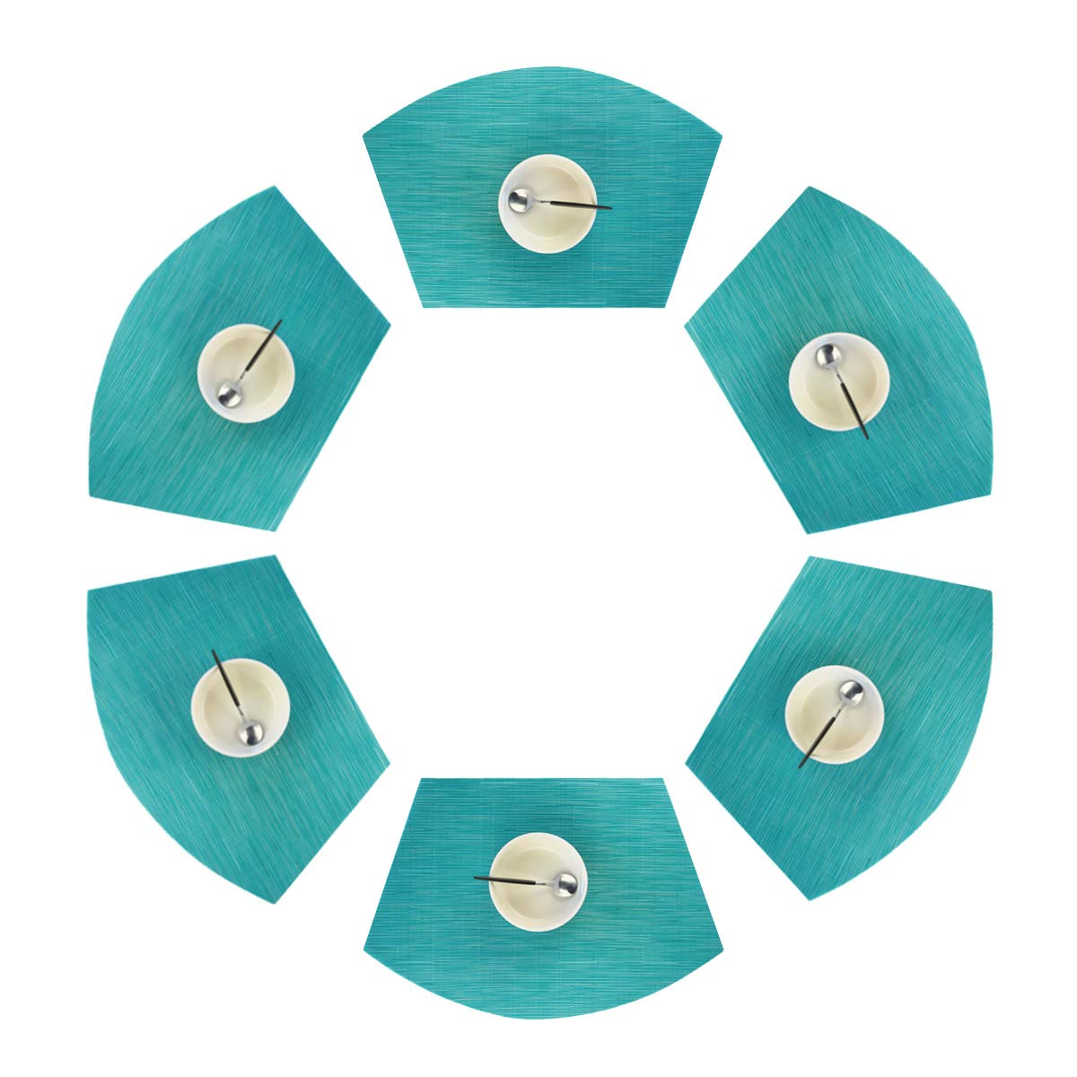 Butterfly Spring Round Table Placemats Set of 6 - Non-Slip Vinyl Placemats for Indoor & Outdoor Use, Washable & Durable - Perfect for Dining Tables, Patio Decor, Picnics (Teal)