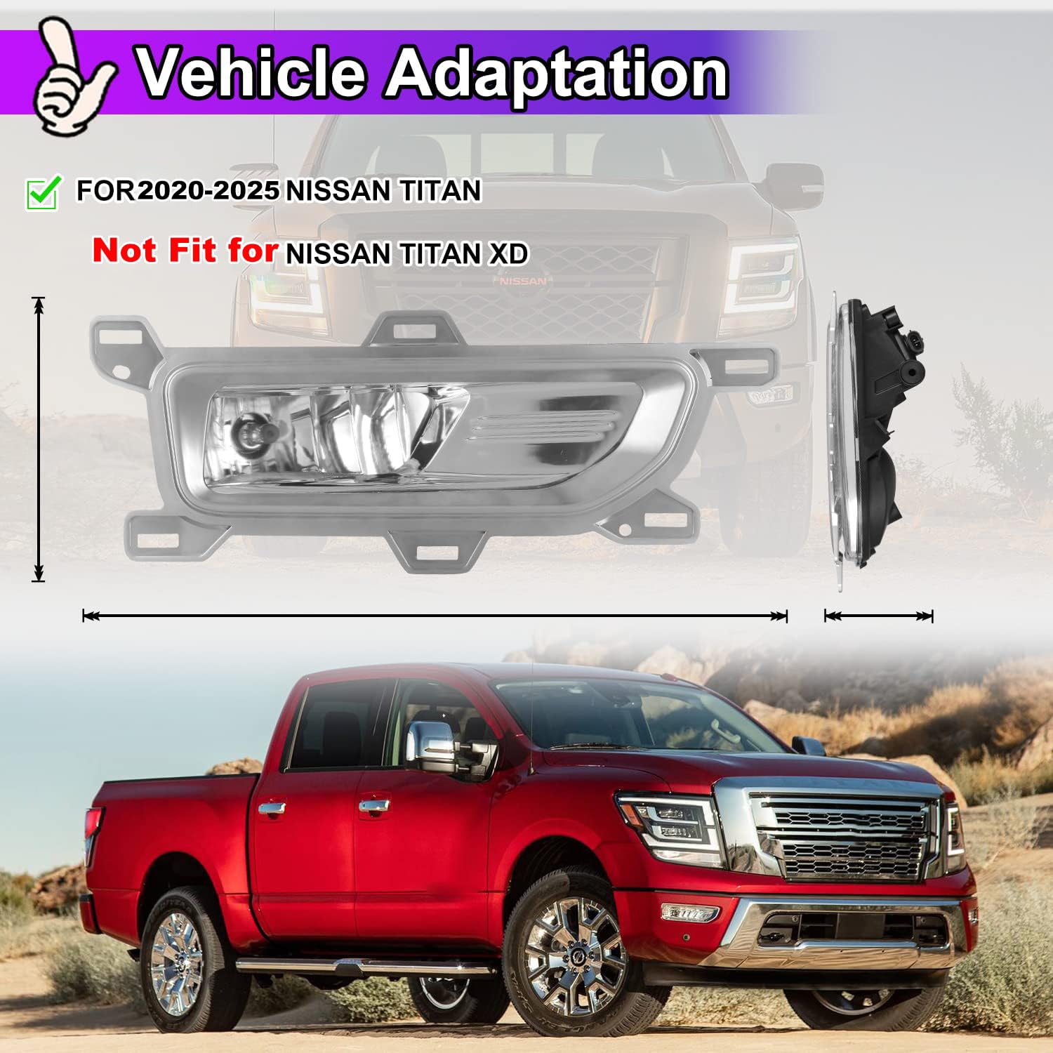 Nixon Offroad Fog Lights for Nissan Titan 2020-2025 (Excludes Titan XD) - Durable Fog Lamp Kit, Direct Replacement Driving Light Assembly (1 Pair) - Perfect for Night Driving, Off-Road Adventures & Inclement Weather Visibility