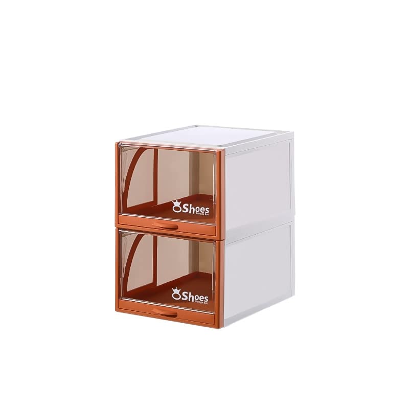 Stackable Clear Shoe Storage Boxes for Sneakers & Flats - 2 Pack (Size 9) | Perfect for Closet Organization & Display