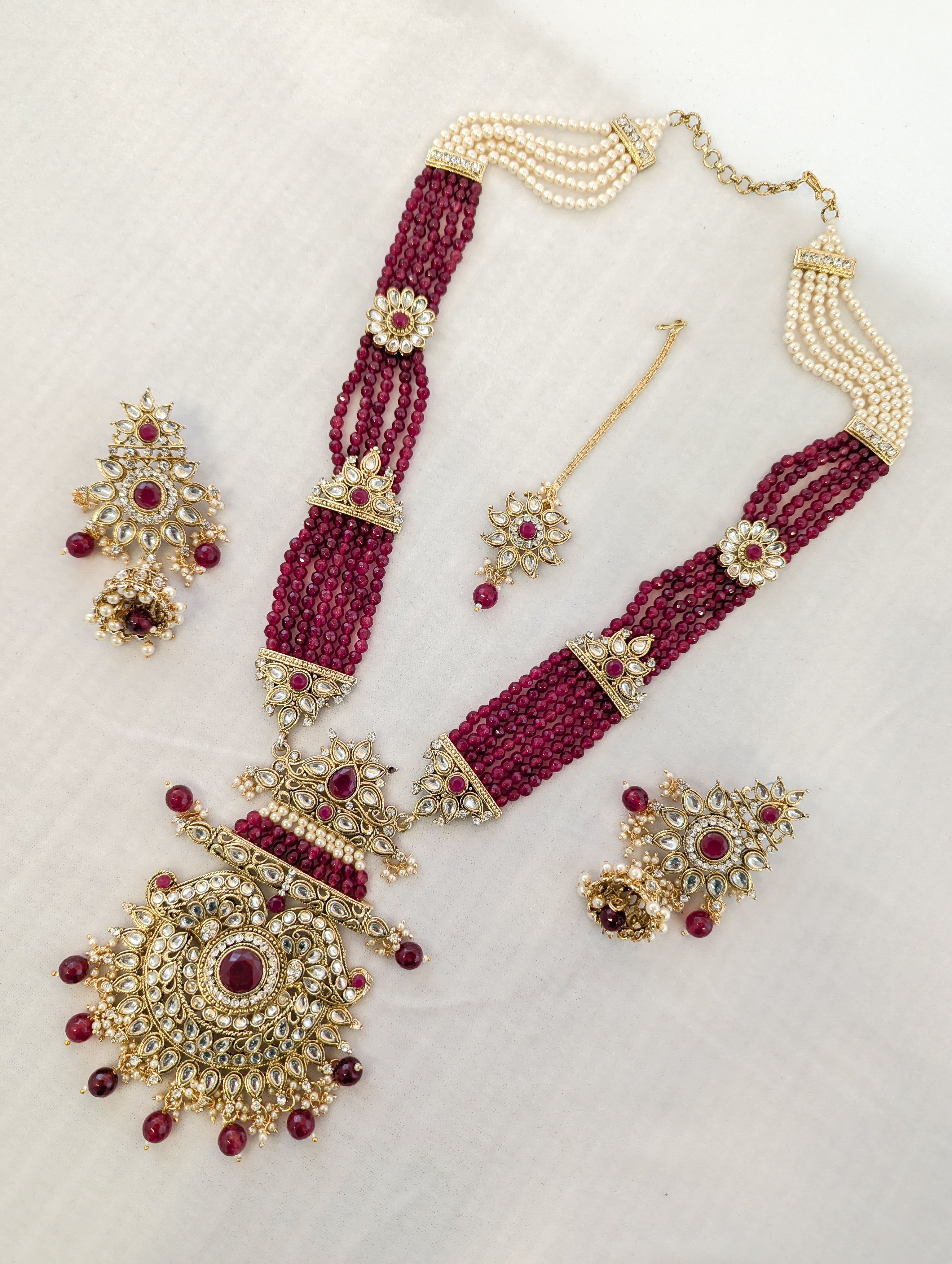 Gayatri Kundan Mala Full Set - Traditional Indian Kundan Necklace Set for Women | Perfect for Weddings, Festivals & Special Occasions