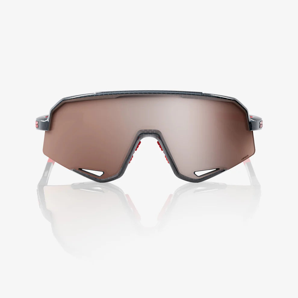 SLENDALE 100% UV Protection Sunglasses - Gloss Carbon Fiber Frame with HiPER Crimson Silver Mirror Lens for Men & Women - Perfect for Driving, Running, and Outdoor Activities