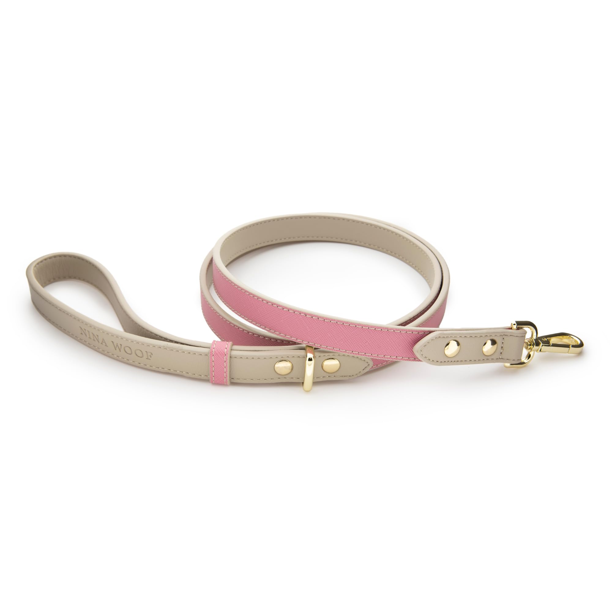 Rio Vegan Leather Dog Leash - 4ft Padded Luxury Dog Lead for Large & Medium Dogs | Soft Comfortable Long Leash with Durable Metal Clip | Perfect for Walking, Training & Outdoor Adventures (Pink)