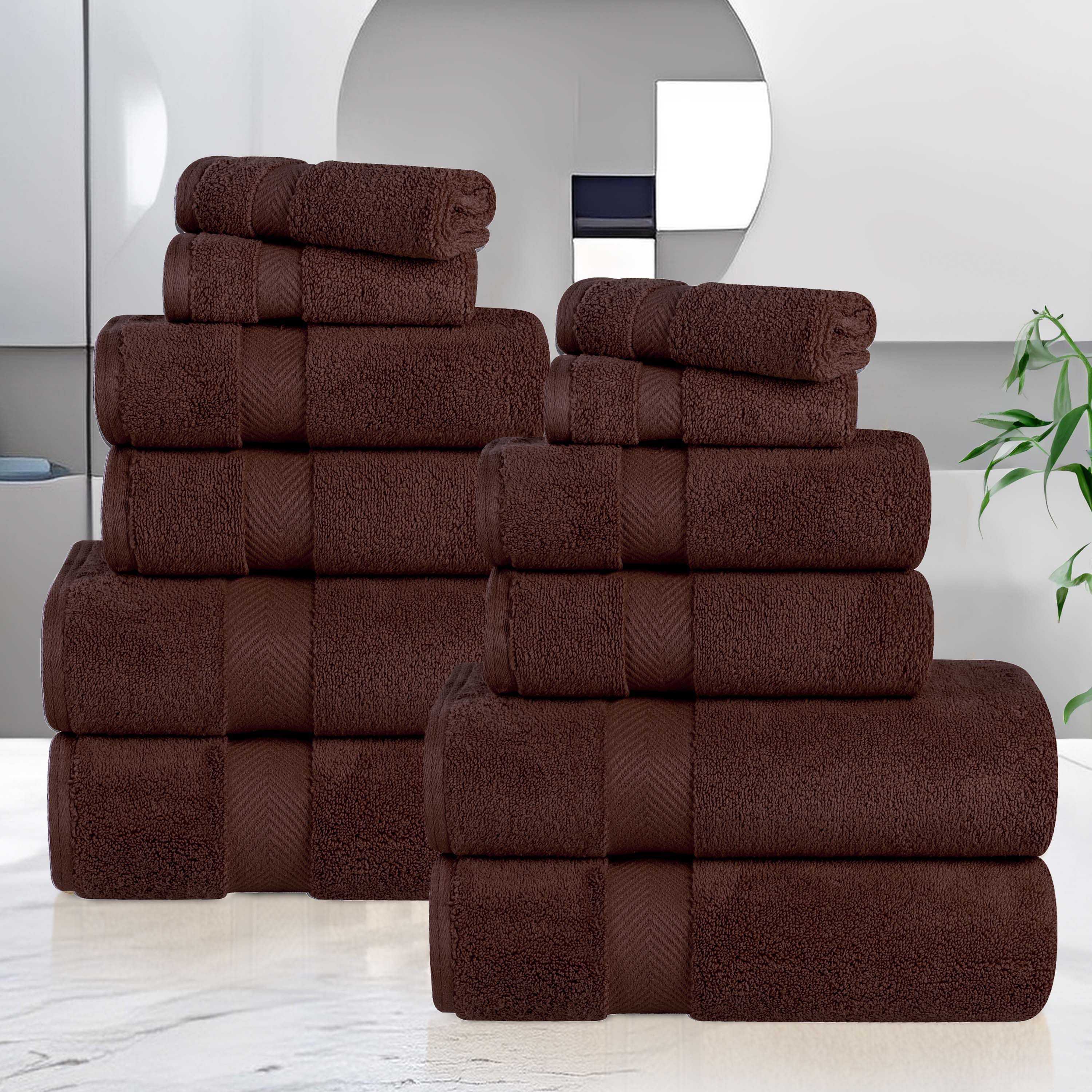 Ultra Soft Zero Twist Cotton Towel Set - 12 Piece Absorbent Bath & Hand Towels for Spa, Gym, and Luxury Home Use