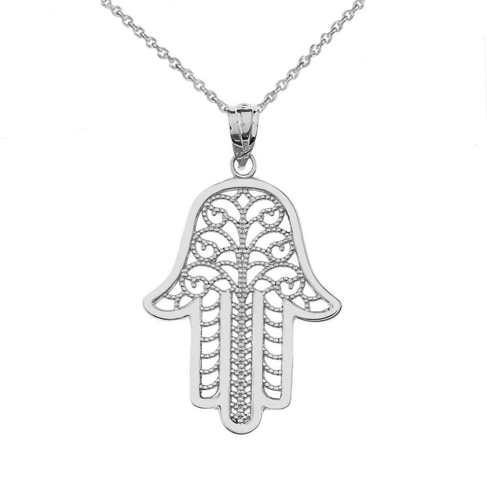 Sterling Silver Hamsa Pendant Necklace for Protection & Style