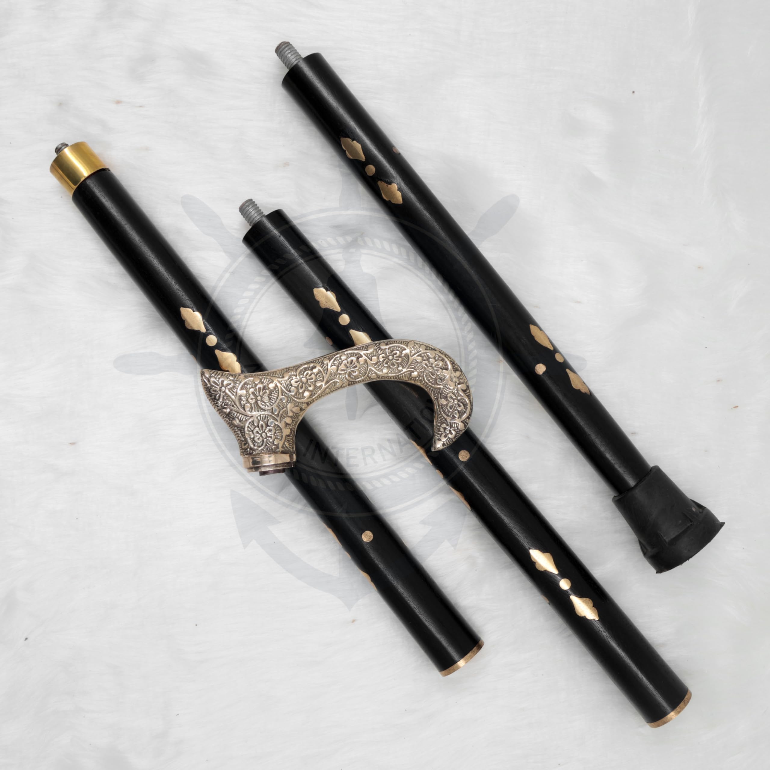 Premium Aluminum & Brass Decorative Rosewood Walking Cane - Full Size Adjustable Walking Stick for Men & Women - Ideal for Hiking, Fashion Accessory & Elderly Support