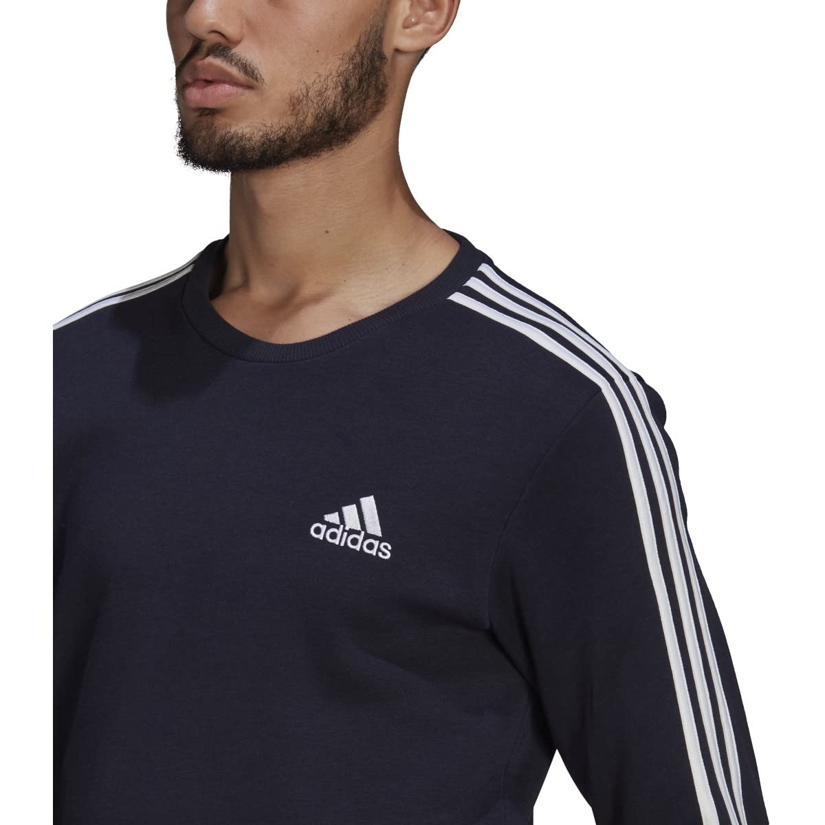 Adidas Men's Essentials Fleece 3-Stripes Sweatshirt | Comfortable Cotton Pullover Hoodie for Casual Wear & Gym | Perfect for Workouts, Lounging & Street Style