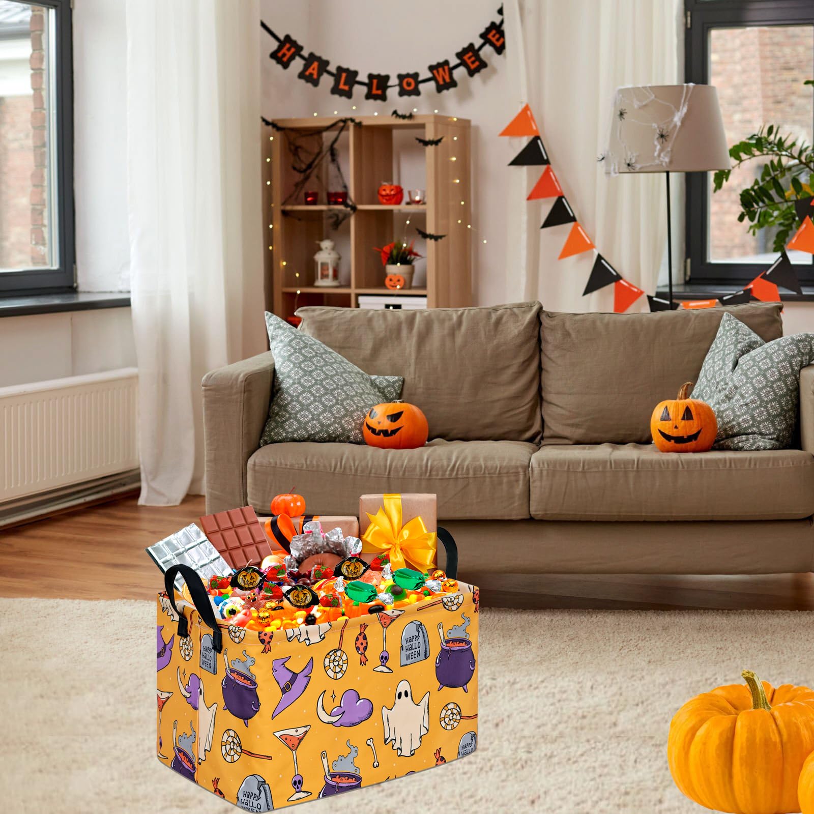 Halloween Toy Storage Basket for Kids - Trick or Treat Organizer for Home & Party